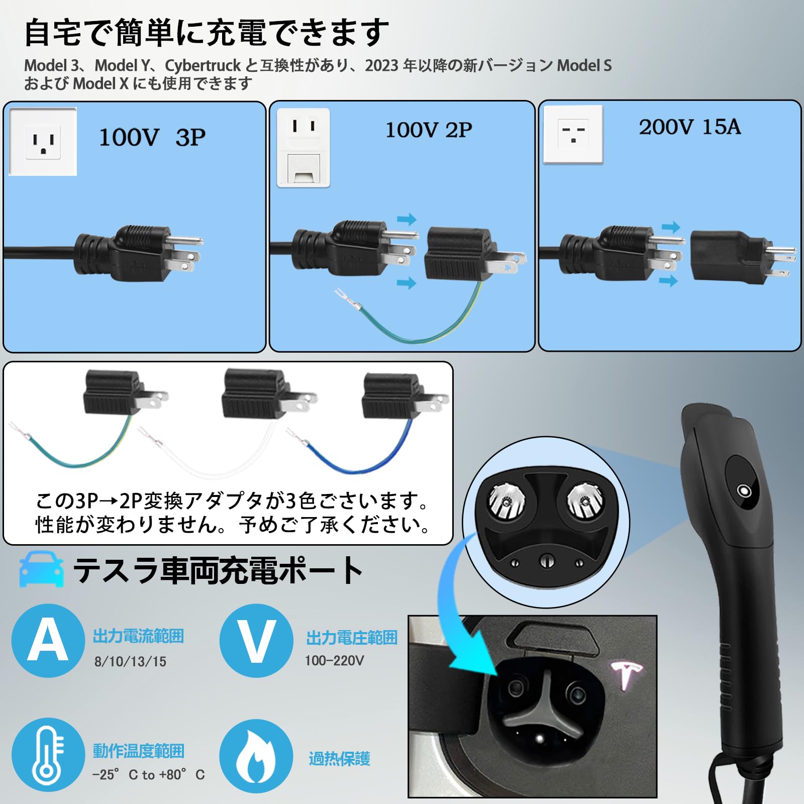 Amazon | joy all「2025テスラ規格EV充電器 壁掛け式 」 110V-240V Amazon | joy all「2025テスラ規格EV充電器 壁掛け式 」 110V-240V