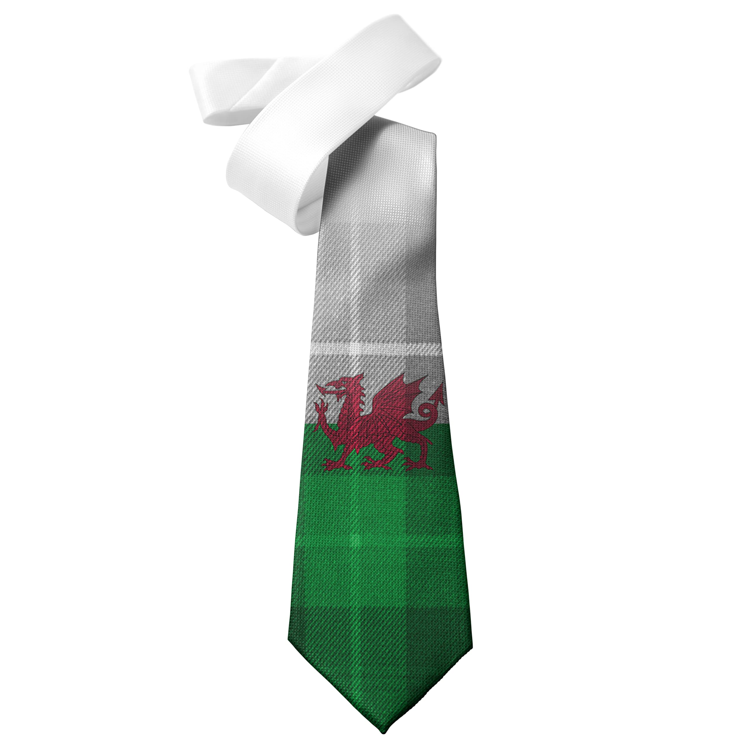 Shopquality4u Men's Tartan Squares Welsh Flag Design Printed Neck Tie - Polyester - Great Gift - Half Tie Print
