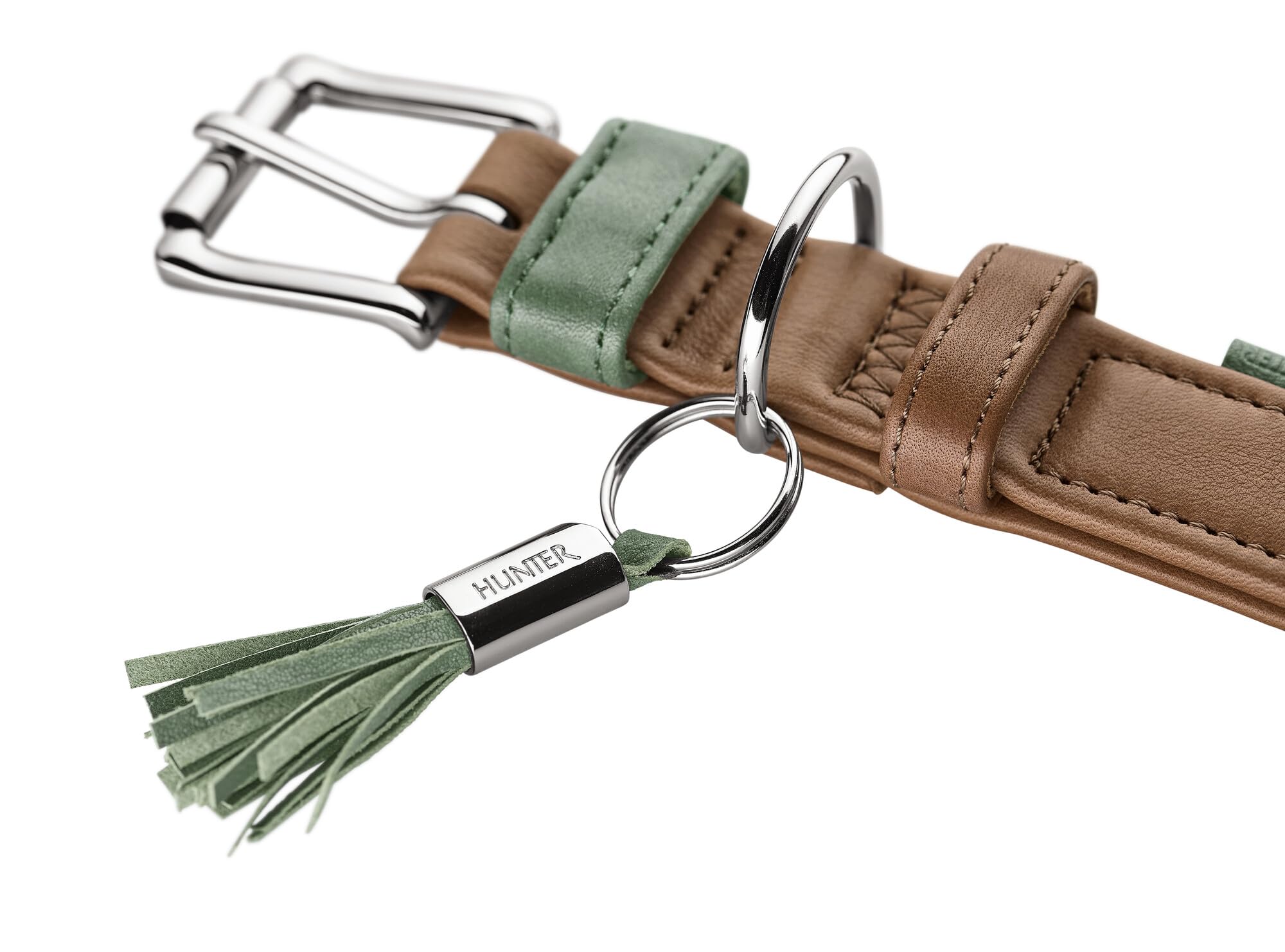 Hunter Obroża dla psa Portofino ze skóry premium, bardzo miękka tapicerka i przyjazna dla skóry, z wywiniętymi krawędziami, szlachetna w dotyku, Made in Germany, kolor: taupe/turkusowy, rozmiar: 65