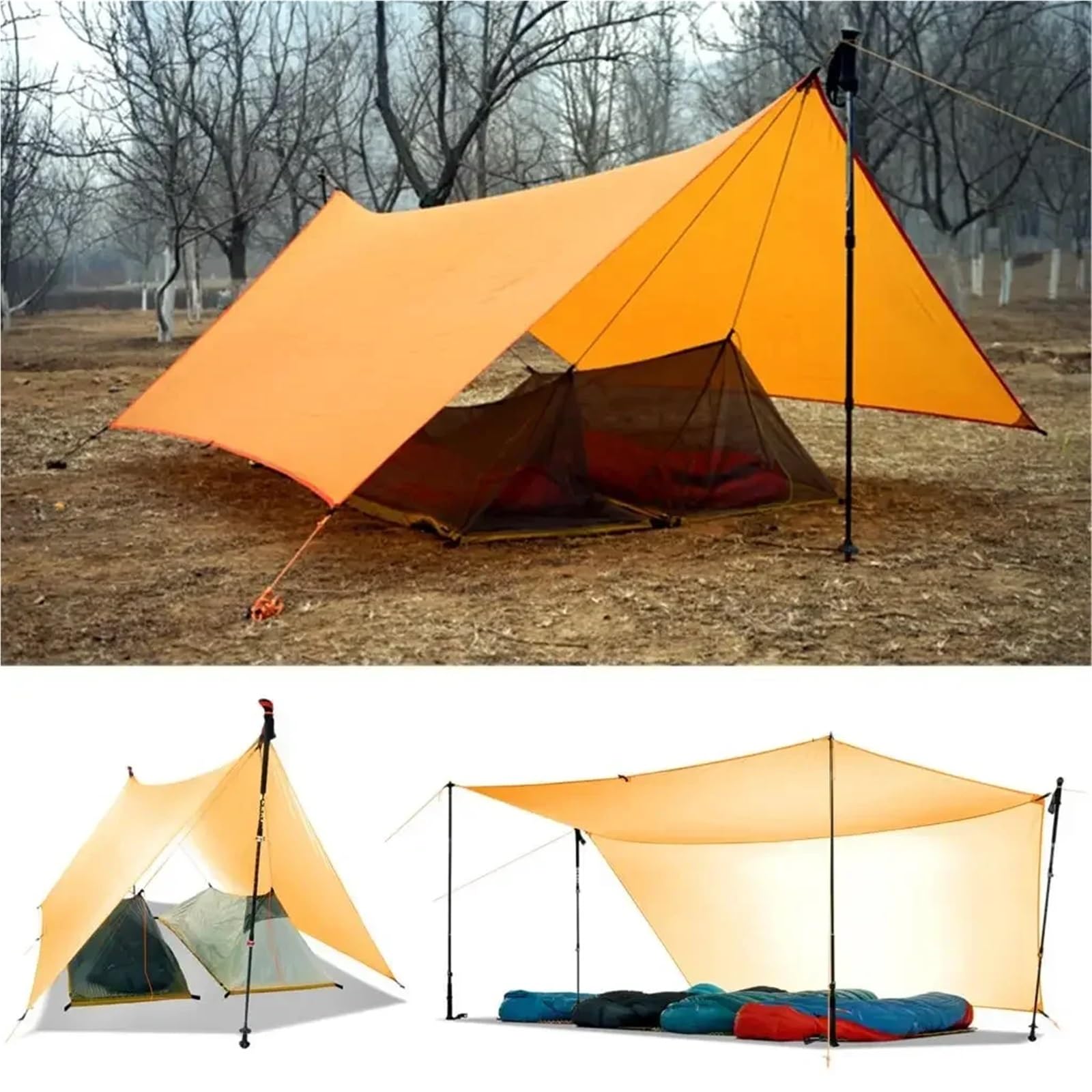 Bâche 20D double face en nylon avec revêtement en silicone ultra léger pour tente de plage, pergola, auvent de pluie, abri solaire de camping