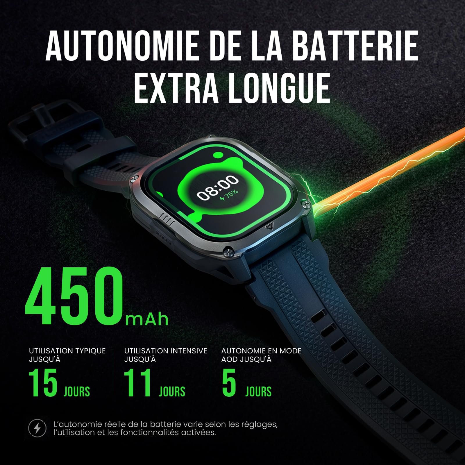 KOSPET Pulse 2 Montre Connectée Homme, GPS, Lampe Torche LED, Talkie Walkie | 1,96'' AMOLED, Rugged Lunette en Alliage, 5 ATM/IP69, Militaire, Moniteur de Fréquence Cardiaque/Sommeil, 450mAh, Android/iOS