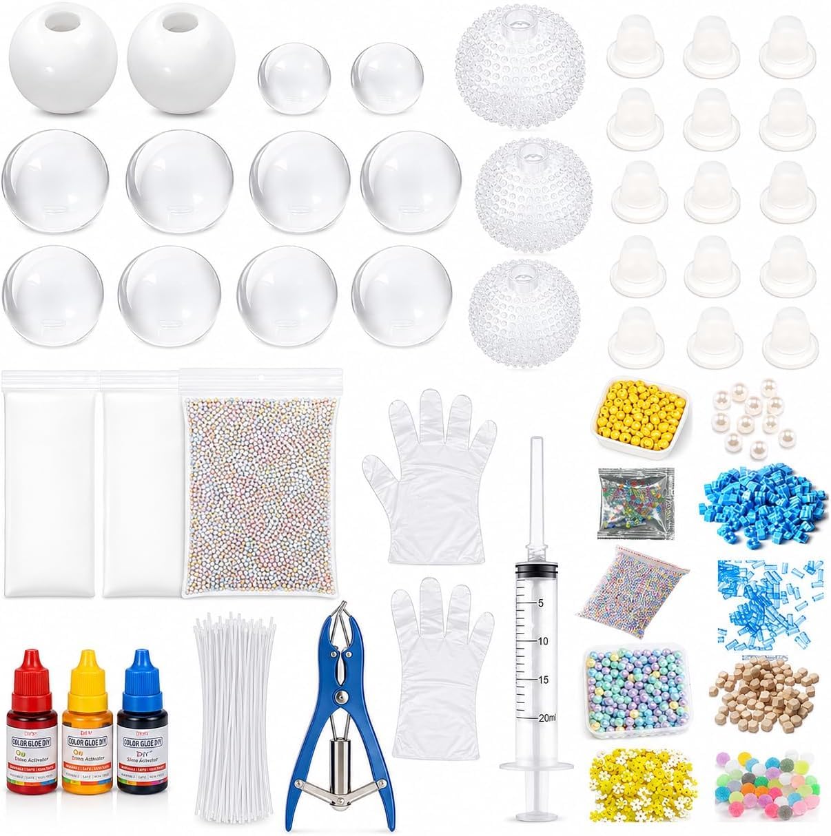 15PCS Squishy Making Kit, DIY Stress Ball Making Set with 6cm Thickened Silicone Squishy Skins, Clear & White Empty Balls, Make Your Own Stress Balls for Adults Sensory Crafting