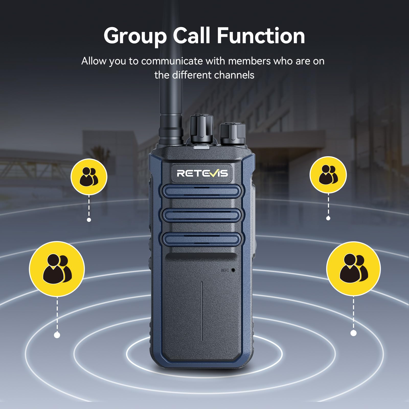 Retevis RT86A Walkie Talkie o Dużym zasięgu, Profesjonalne Radio Dwukierunkowe dla Dorosłych, 2500mAh, Wysokiej Mocy Przenośne Radio do Rozmów Grupowych, Budownictwo, Logistyka i Transport (2 szt.)