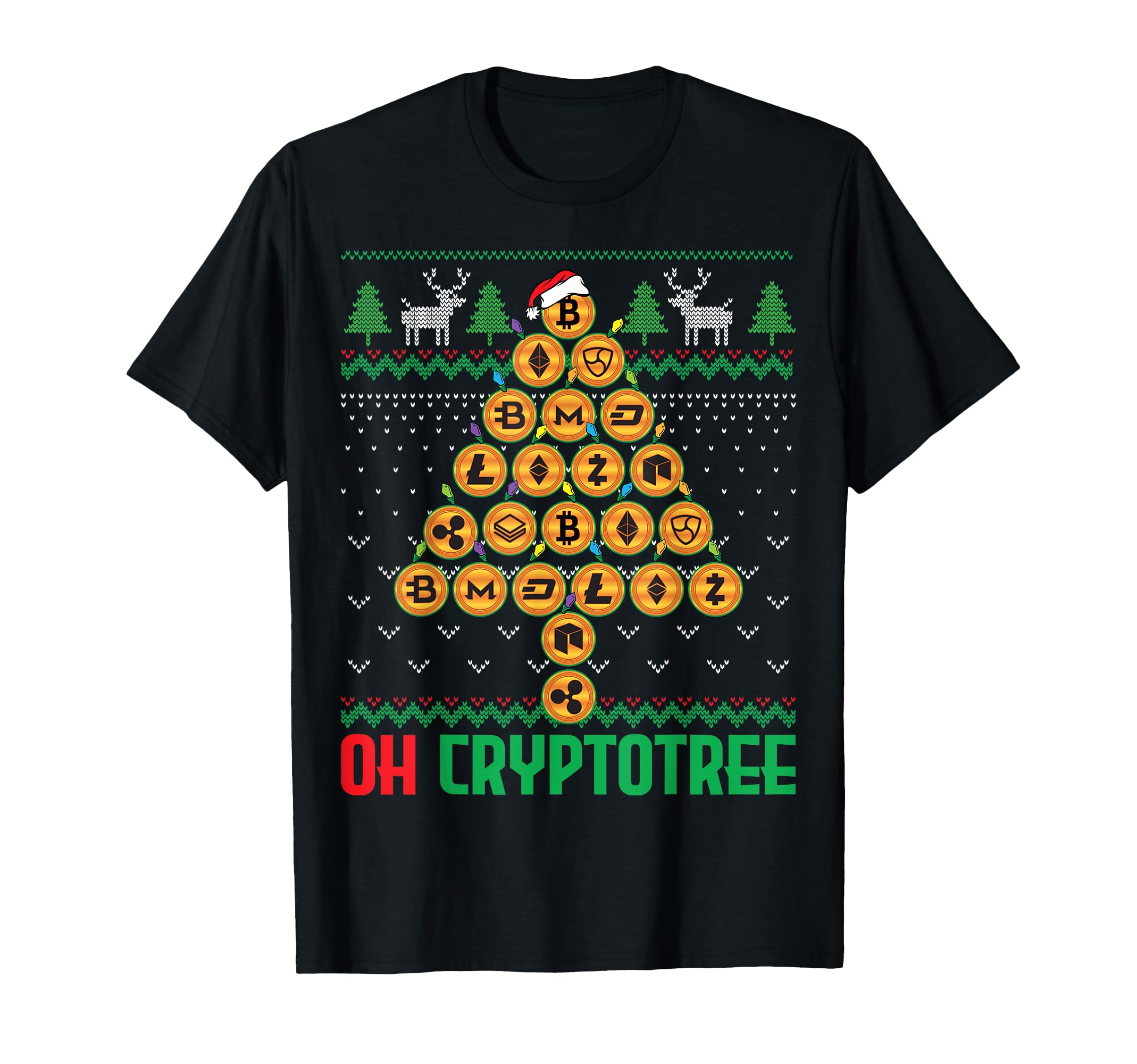 Oh Cryptotree BTC Crypto Coins Bitcoin Christmas Tree T-Shirt