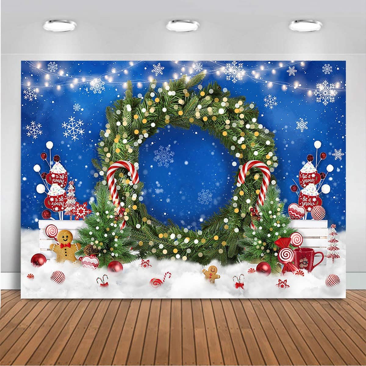 Amazon.com : Mocsicka Christmas Candyland Backdrop Blue Candy House