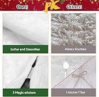 Vista 3 de Falda de árbol de Navidad de 58 pulgadas, falda de árbol de piel sintética nevada gruesa de lujo extra grande, terciopelo de felpa blanco