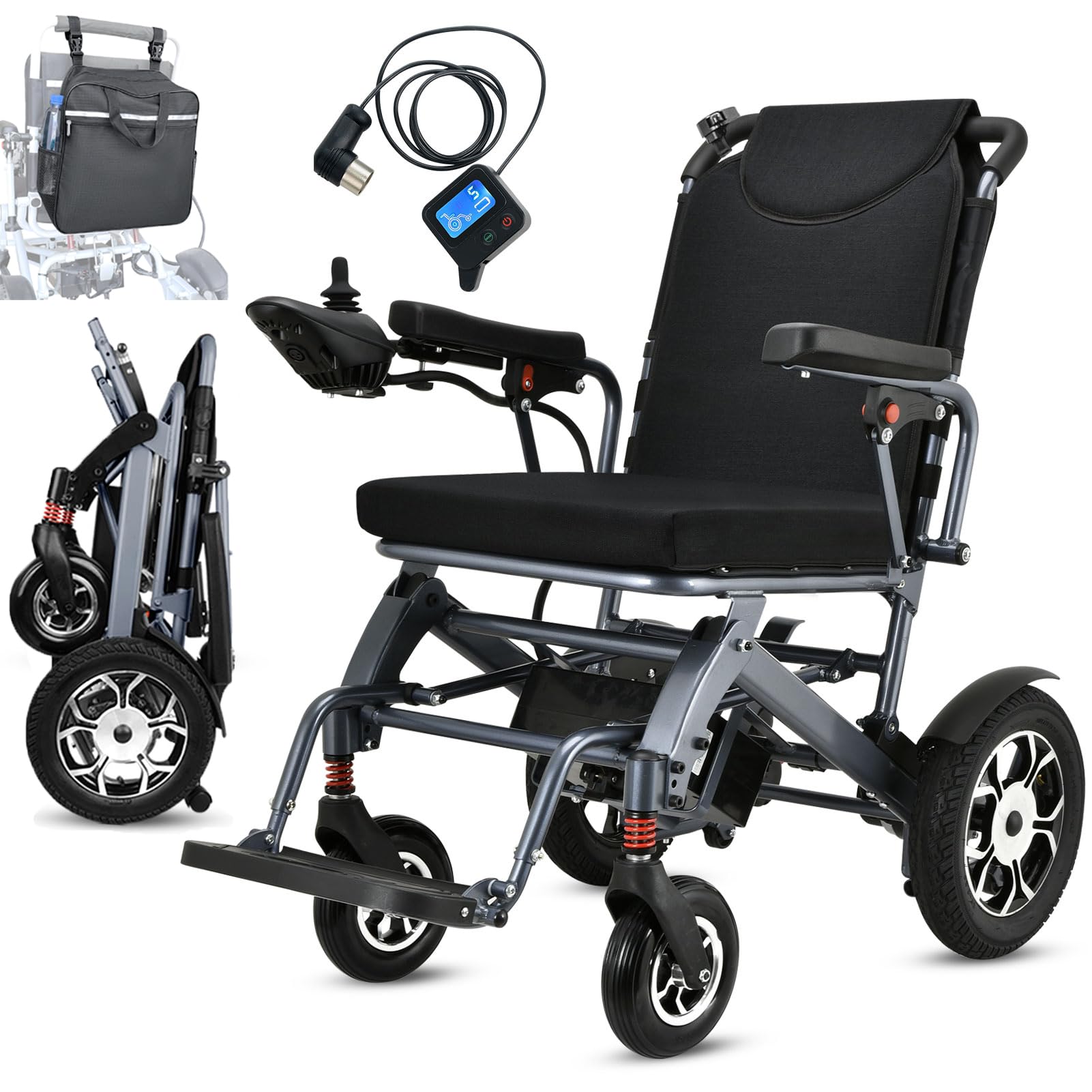 Schwierige Intelligente Leichte, Faltbare Elektrische Rollstühle, Kompakter Stromrollstuhl, Tragbares Klapptransport - Langlebige Rollstühle, Mobilitätshilfe, All Terrain - Rollstühle