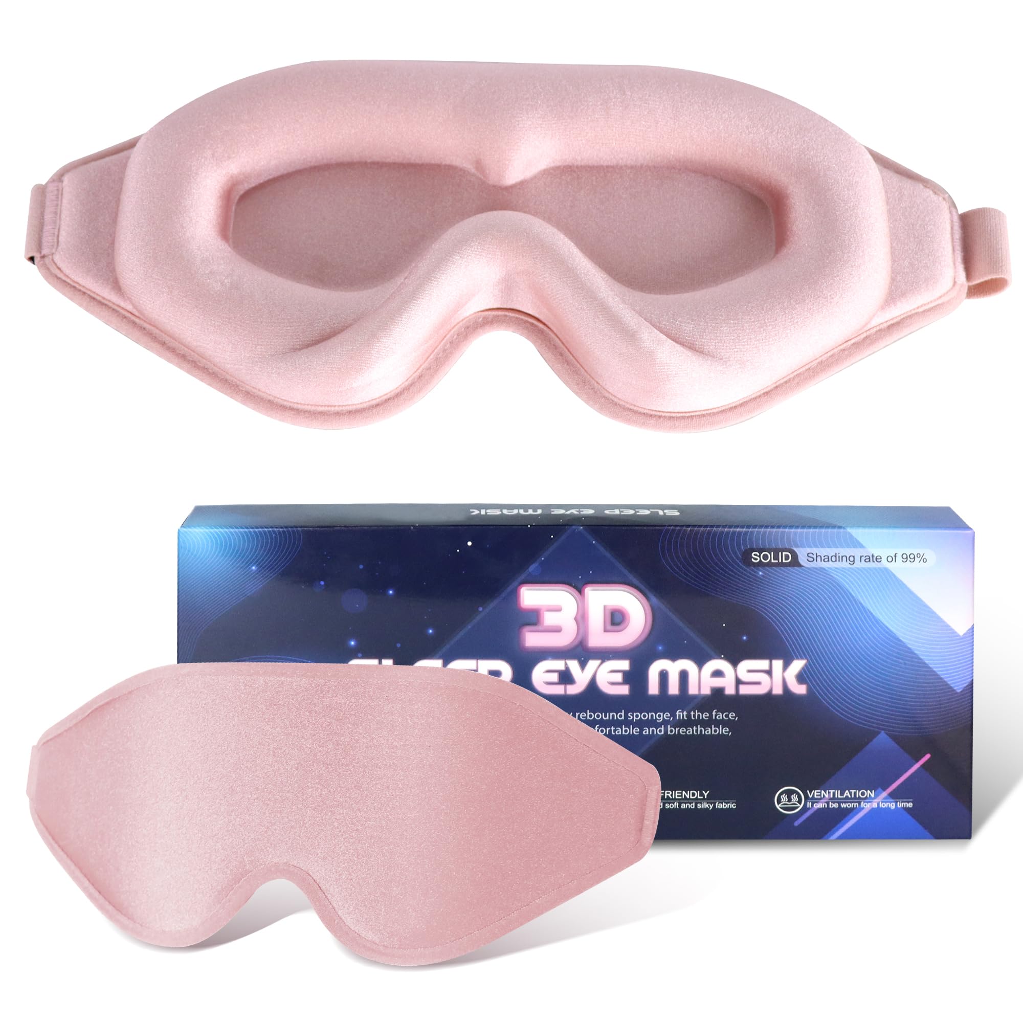 Sleep Mask for Men Women,Upgraded 3D Deep Contoured Eye Covers for Sleeping with Adjustable Strap,Block Out Light, Soft Comfort Eye Shade Cover for
