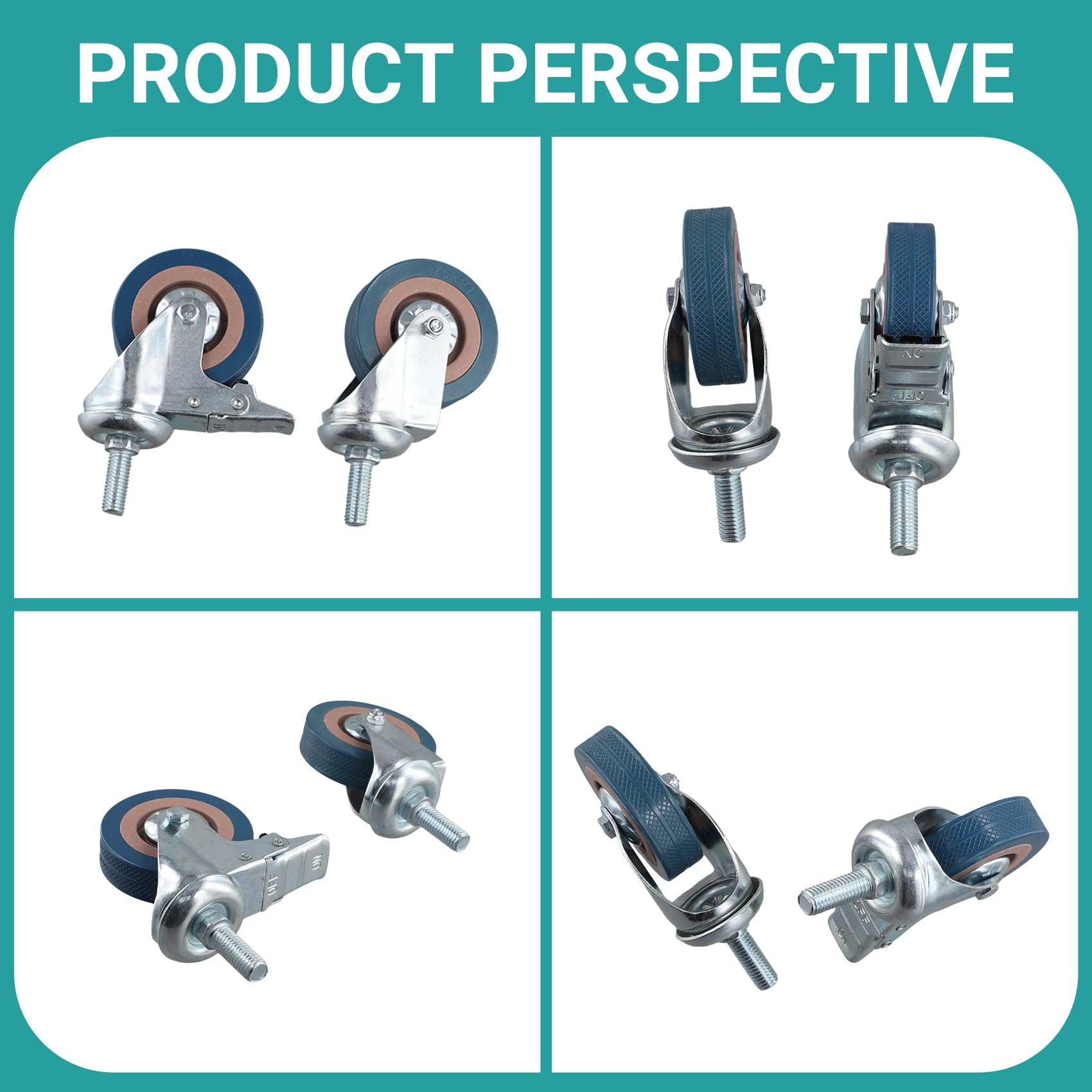 Ziiyoilh Heavy Duty 75mm Swivel Castor with Brake Trolley Casters Wheels for Furniture Set of 4 - Image 2