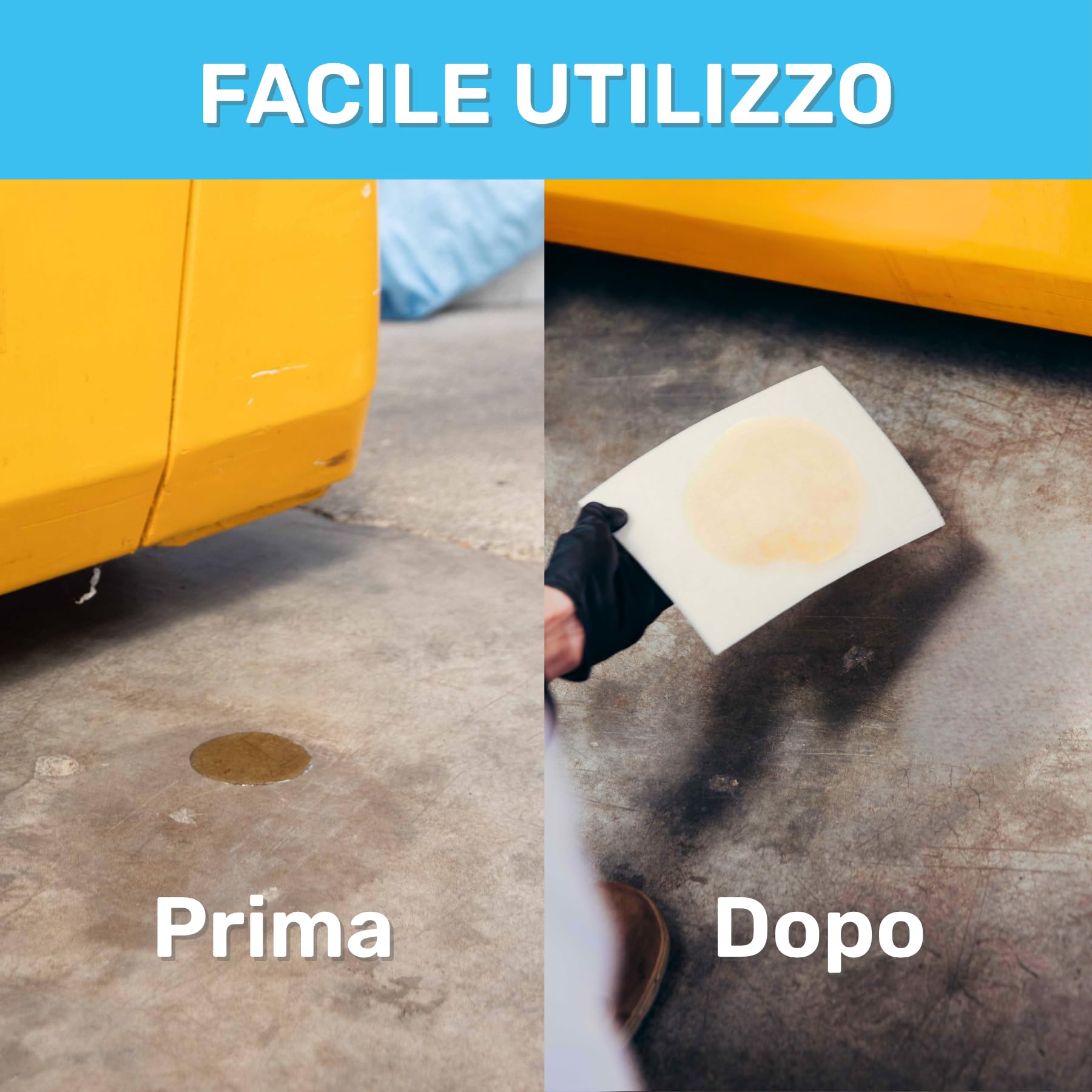 Kit da 2 Spugne Oleoassorbenti e Idrorepellenti, 33 x 48 cm H 0.5 cm, Riutilizzabili, per Pulizia di Oli e Liquidi