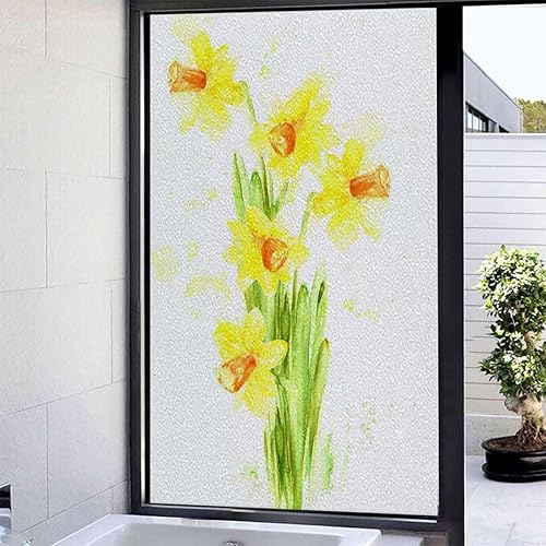 Pegado estático de vidrio película de privacidad jardín no adhesivo película electrostática anti calor puerta ventana pegatinas Narciso renacimiento