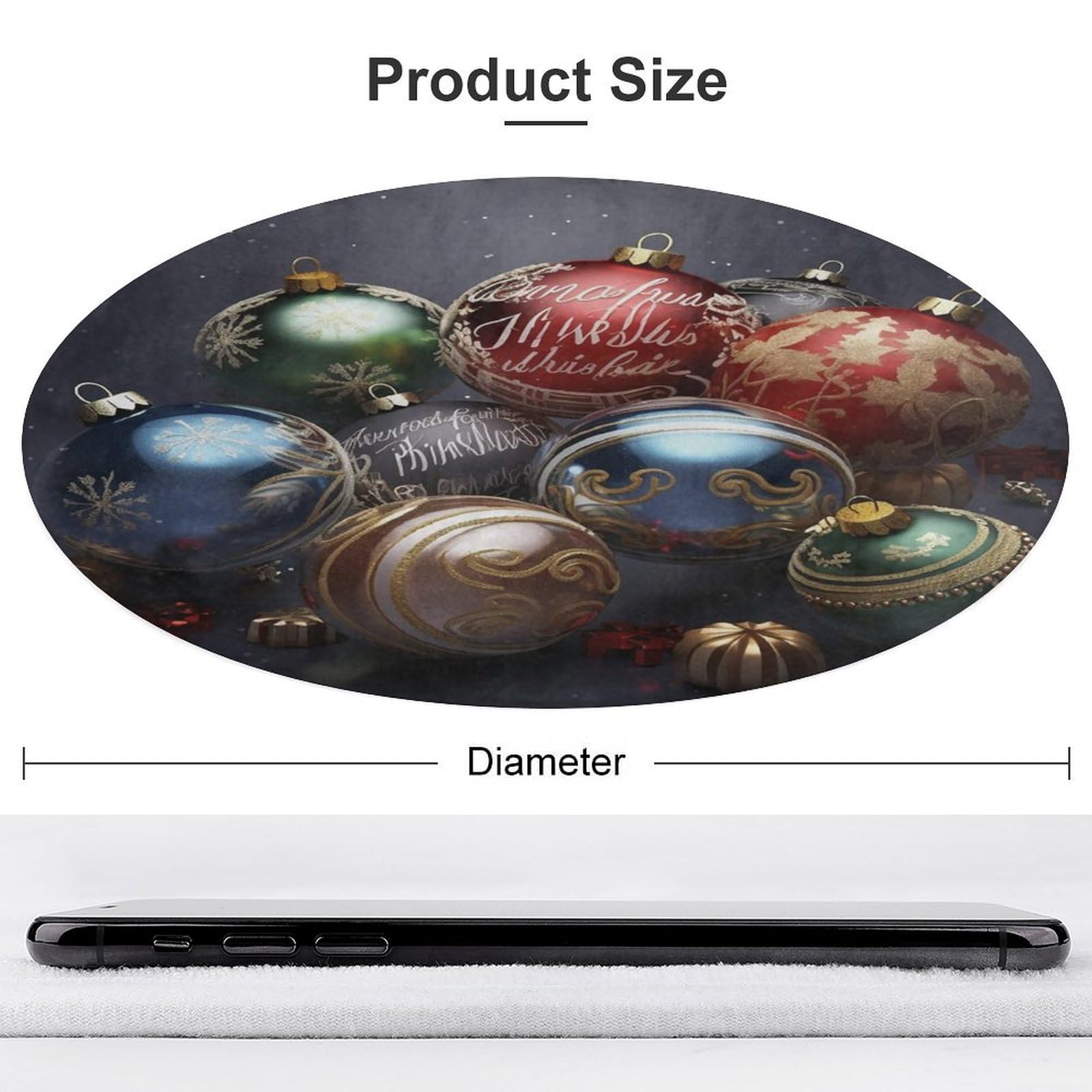 Christmas Balls Door Mat Absorbent Coral Velvet Bath Mats Non-Slip Indoor Outdoor Mat Round Welcome Mat Washable Door Rug for Entryway Doormats