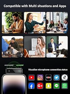 Wireless Lavalier Microphone for iPhone 5-14 Series, LED Display Mini Lav for iPhone with Noise Cancelling, Lapel Mic Wireless 2 pack for Content Creator Video Recording, Vlogging (Lightning Only)