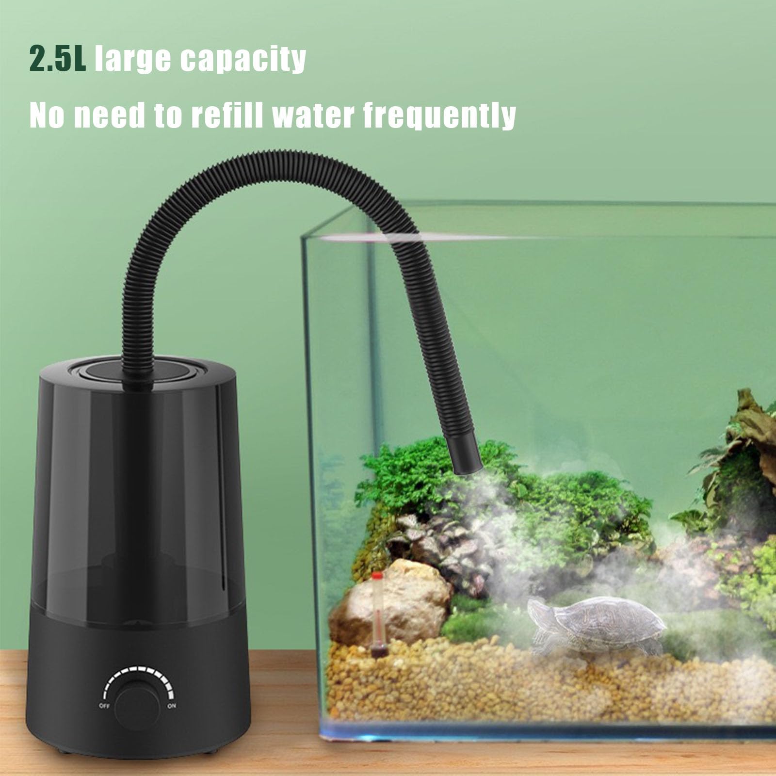 Nawilżacz do gadów - Podwójna mgiełka do gadów i roślin - 2,5 l mgiełki z regulowanymi dyszami, 30 cm wys. x 17,8 cm l do akwariów, roślin terrarium