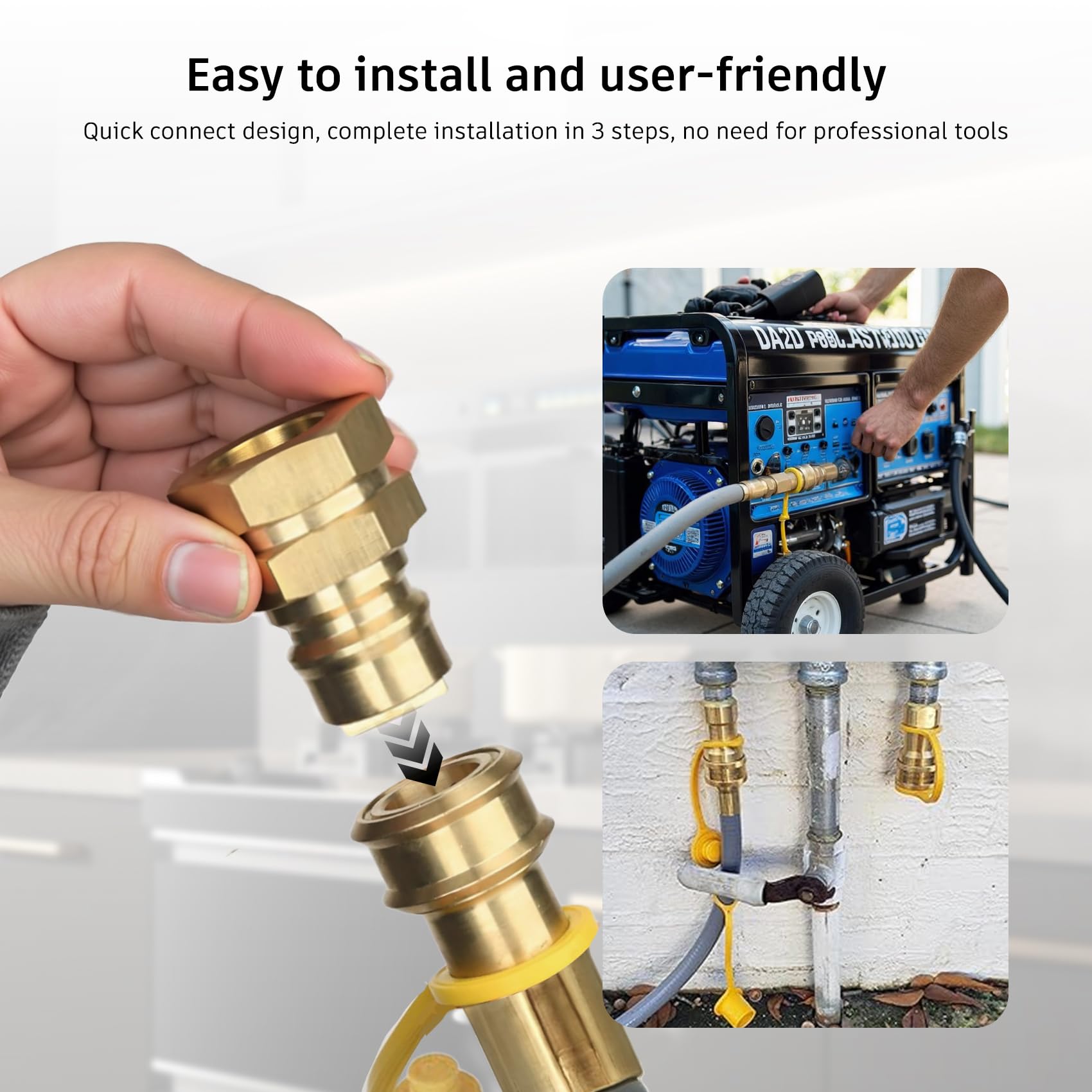 Kit tubo flessibile per gas naturale di grado industriale da 1,27 cm, tubo per gas naturale per barbecue, in ottone a prova di perdite, collegamento rapido, pronto per uragano per generatori e griglie