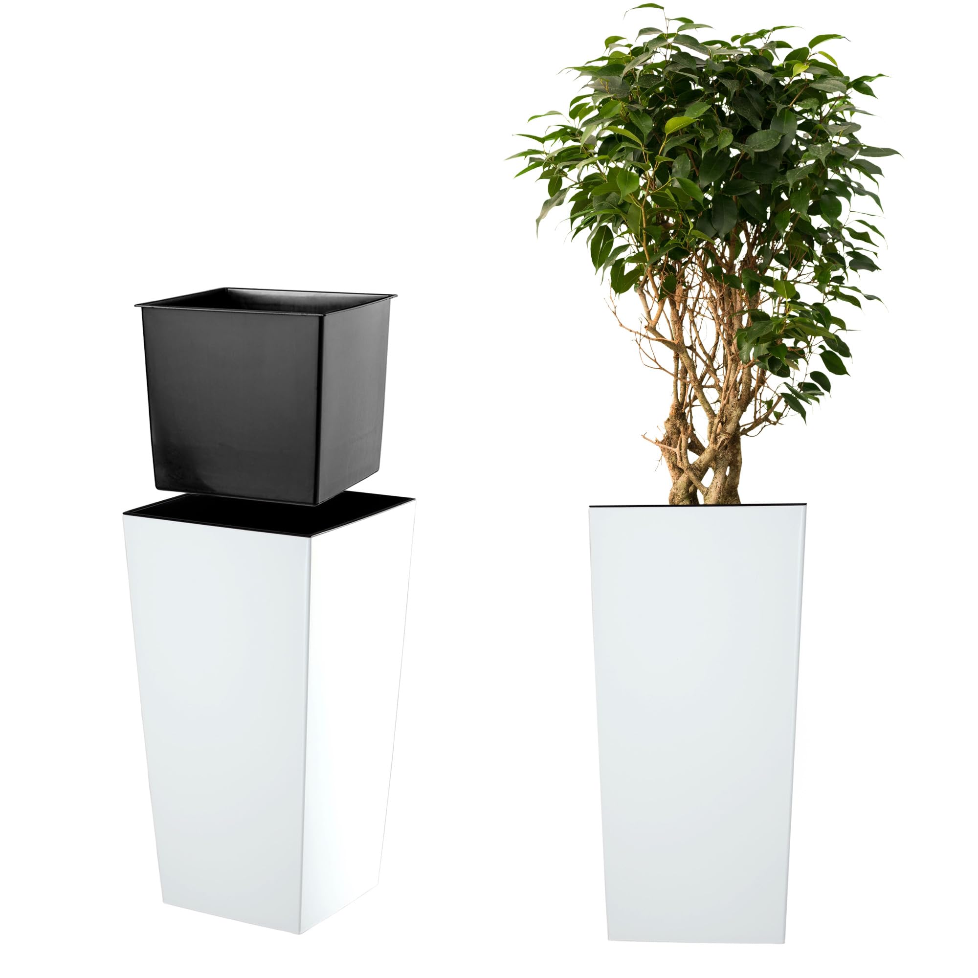 KADAX Macetero Alto de Diseño Moderno para Plantas de Interior y Exterior, Maceta Grande de Plástico, Jardinera Alta (Crema, Texturizado, 68 cm) — view 35