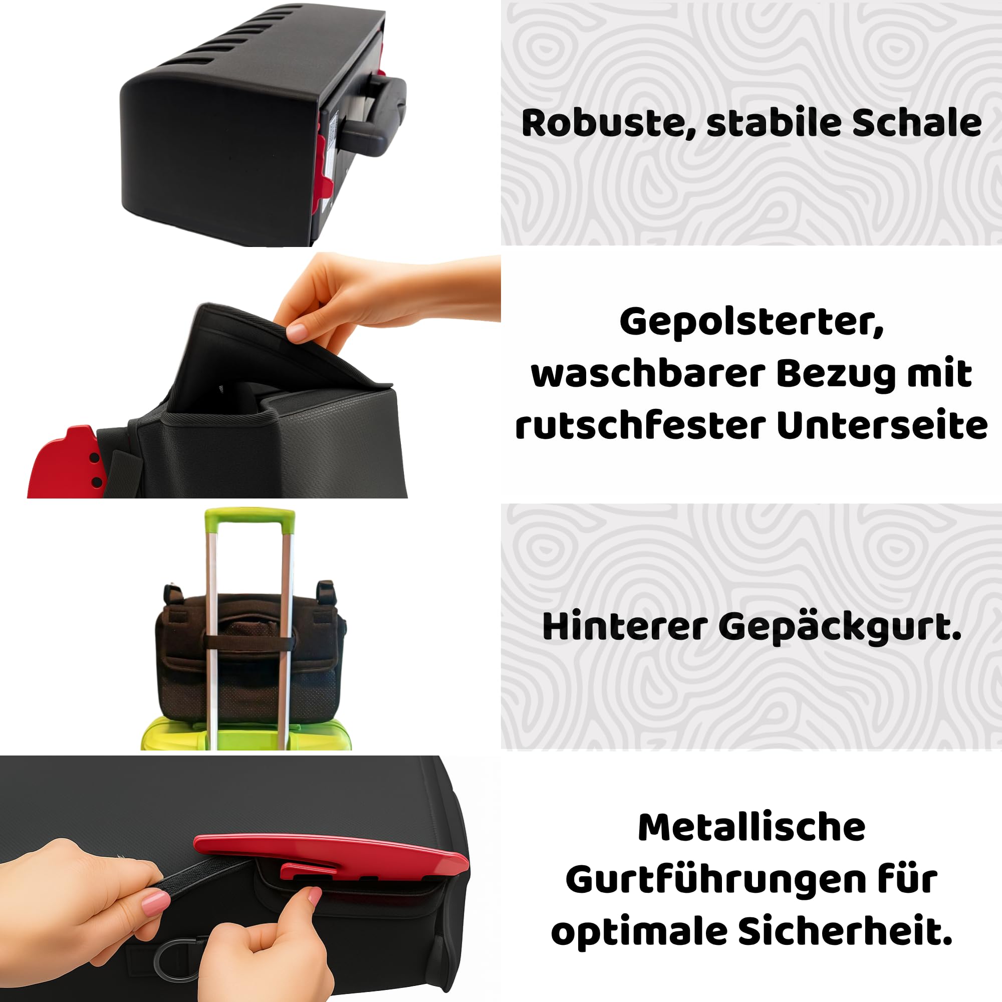 BubbleBum Teleport Reise Kindersitz i-Size R129 Sitzerhöhung für Kinder 125-150cm Faltbar Tragbar Schwarz