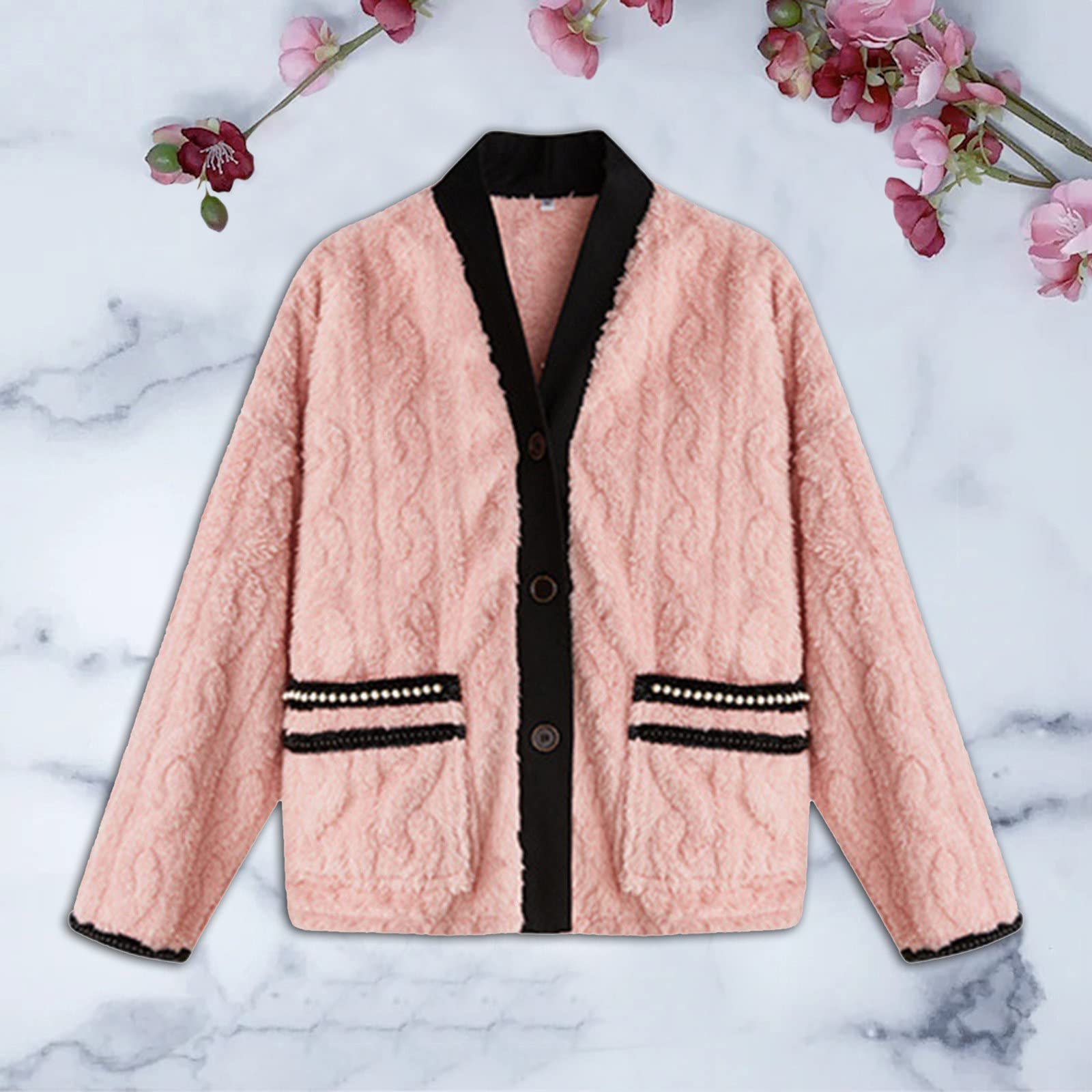 CMBSSTFC Warmer Flanell-Pyjama für Damen, kuschelig Warmer Damen-Pyjama, Winter-Pyjamahose + Langarm-Pullover, kuscheliger Anzug, Zweiteiliger Fleece-Pyjama, Flauschiger Hausanzug für Mädchen