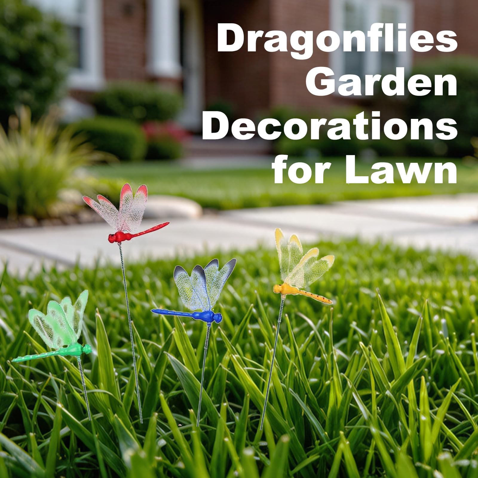 Estacas decorativas 3D de libélula para jardín, decoración de jardín para patio, césped, plantas, macetas, 12 piezas