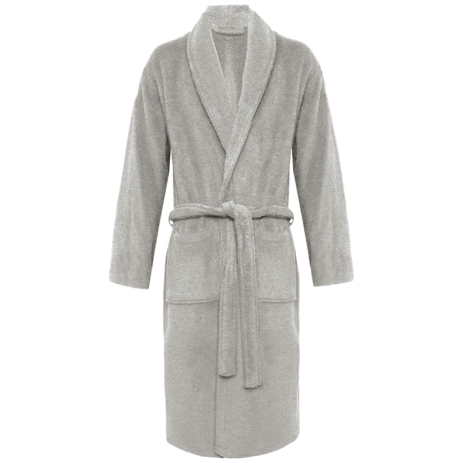 Myshoestore Unisex Grey / Shawl Neck Terry Bathrobe Egyptian Cotton Towelling Bath Robe With Shawl Collar, Grey, One Size