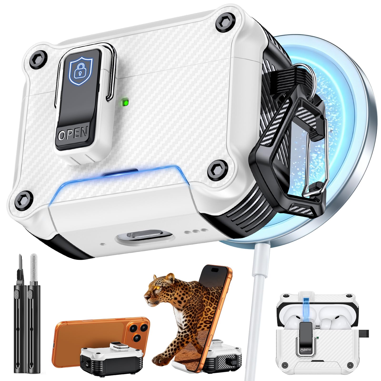 Inesore for AirPods Pro 3 Case with Secure Lock (White)