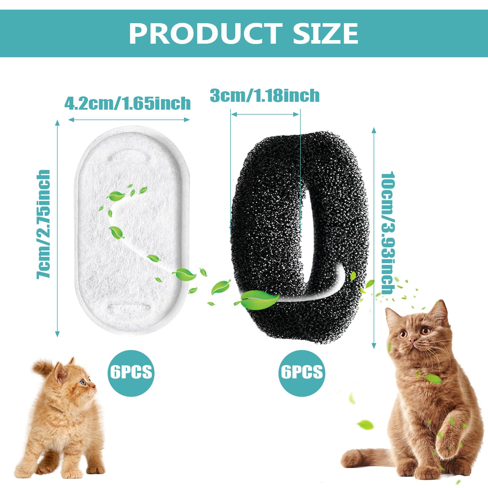 Fresh & Clean Water for Cats, 12 PCS Cat Fountain Filters Set - Image 2
