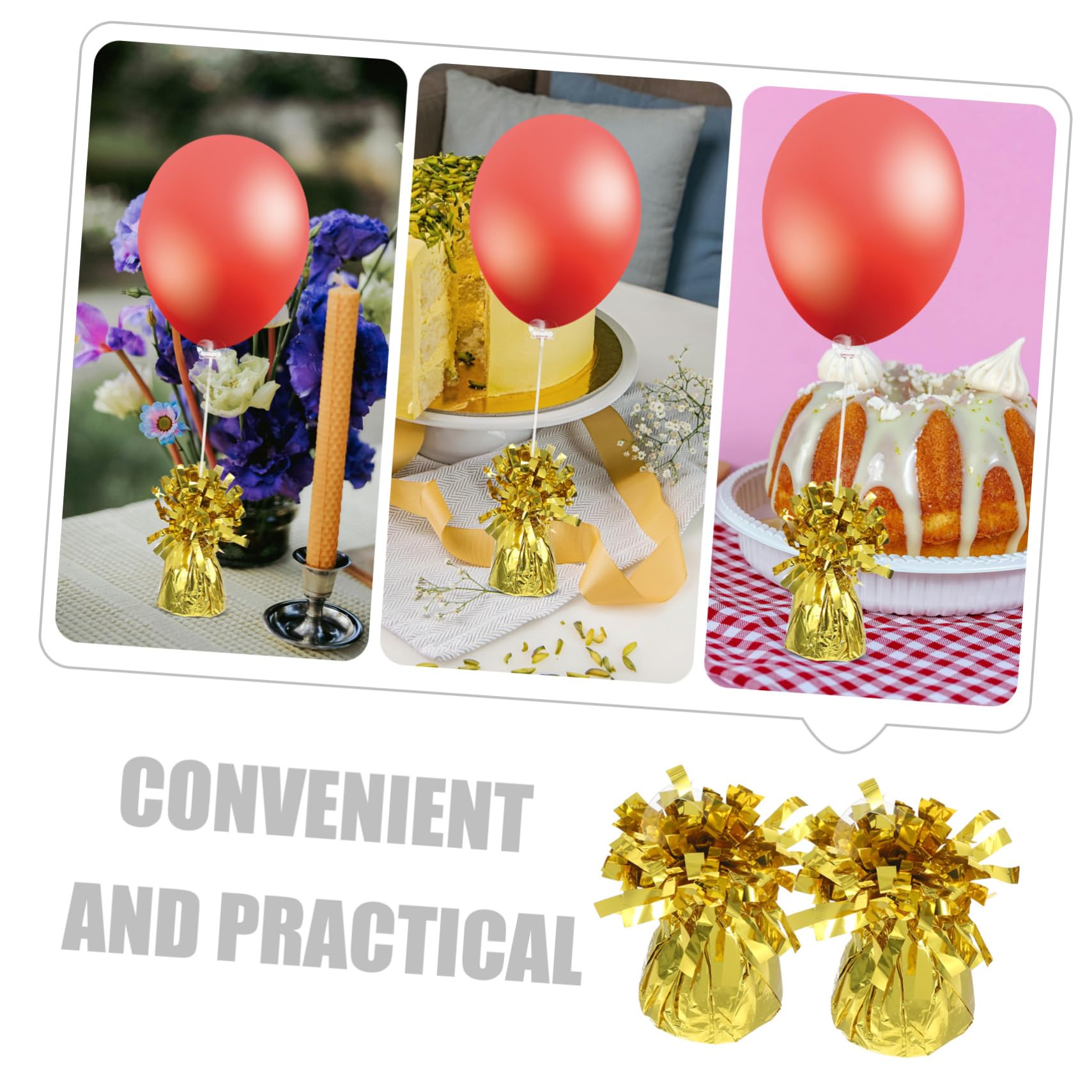 Ballongewicht 6 Stück, Gold, PVC Zement, für Babyparty und Hochzeit | Zuverlässig Gefertigt, Einzigartig Attraktives Design, Verbessert Ballondeko und Wirkt Ästhetisch Dezent