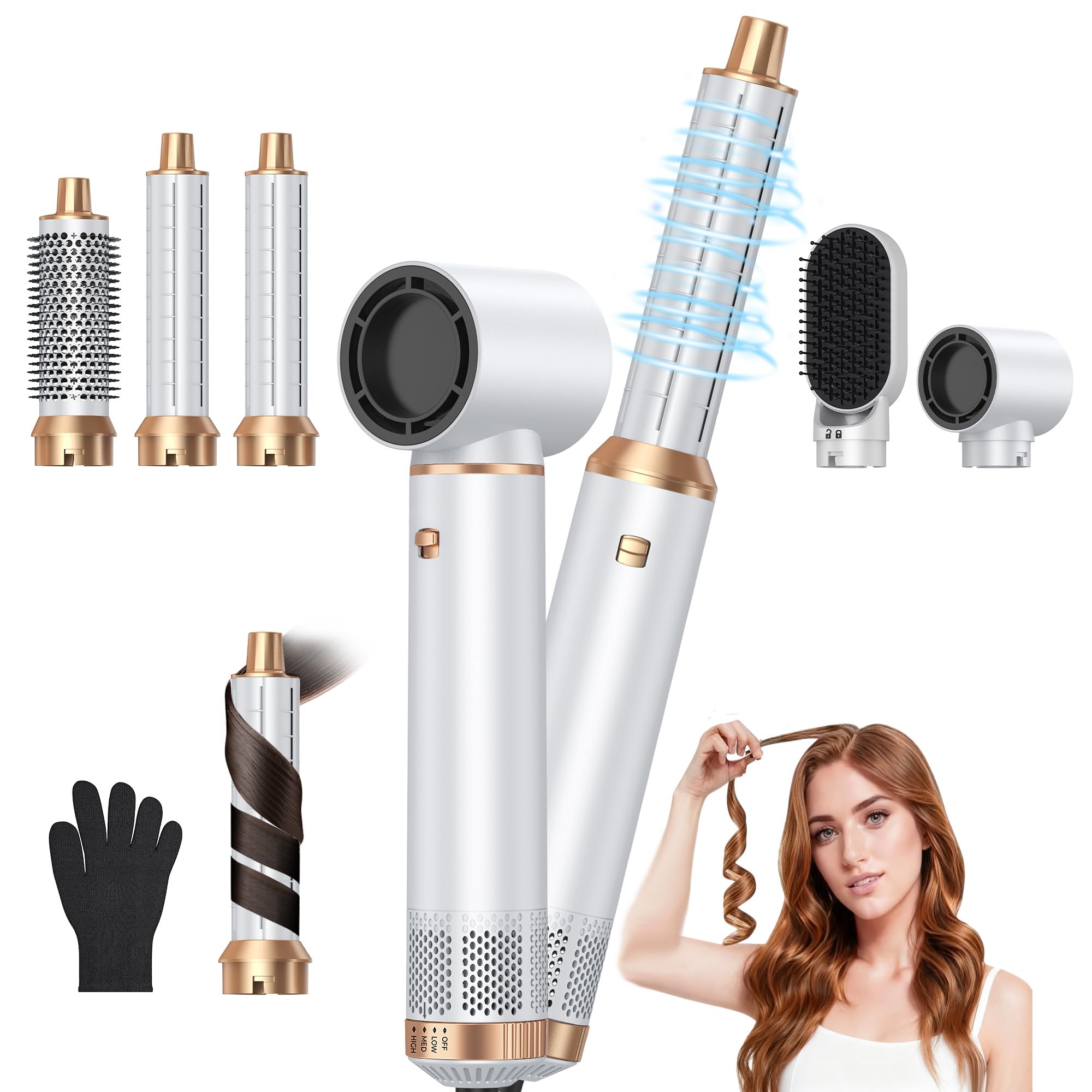 5 in 1 Blow Dryer Brush, Upgrade Hair Dryer Brush Air Curler Air Curl Wrap