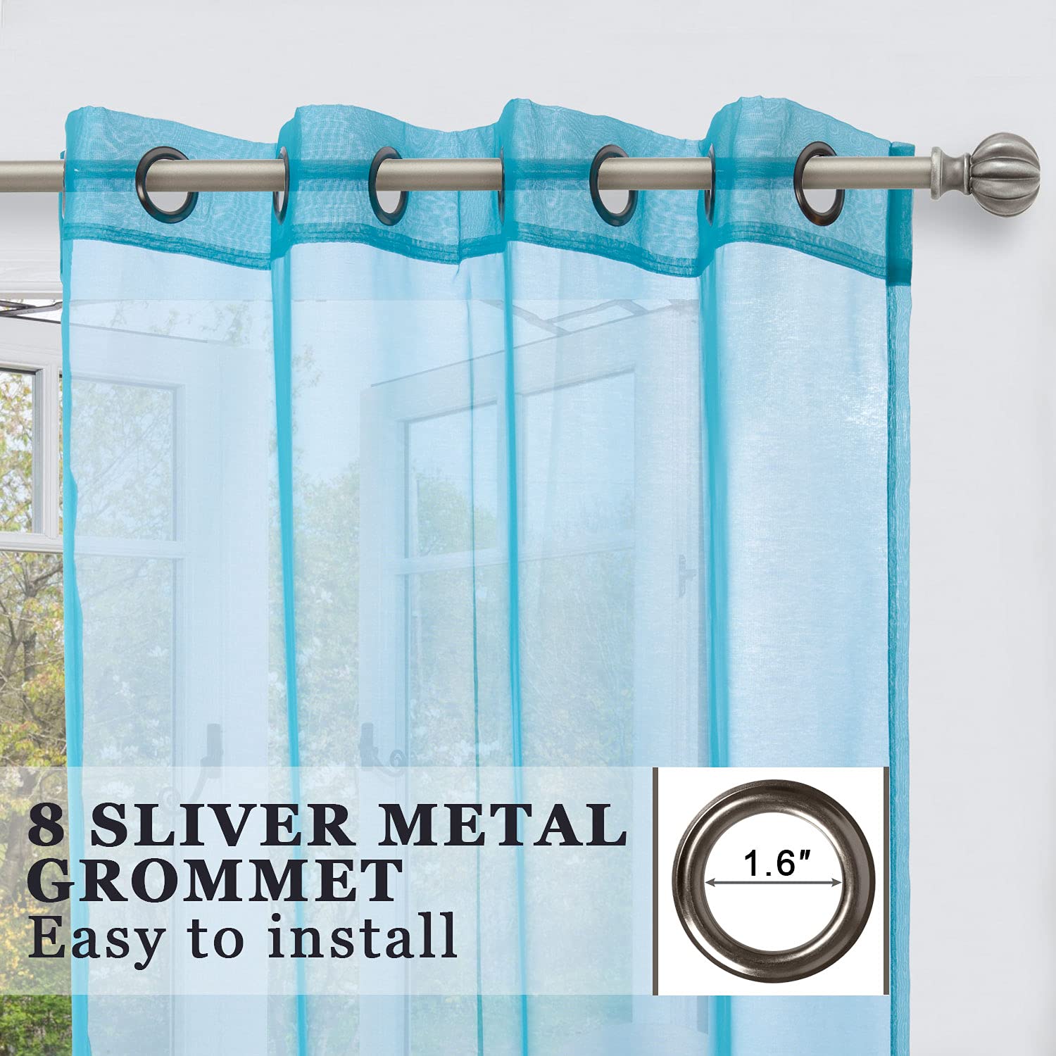 Ruthy's Textile 2 Piece Window Sheer Curtains Grommet Panels 54