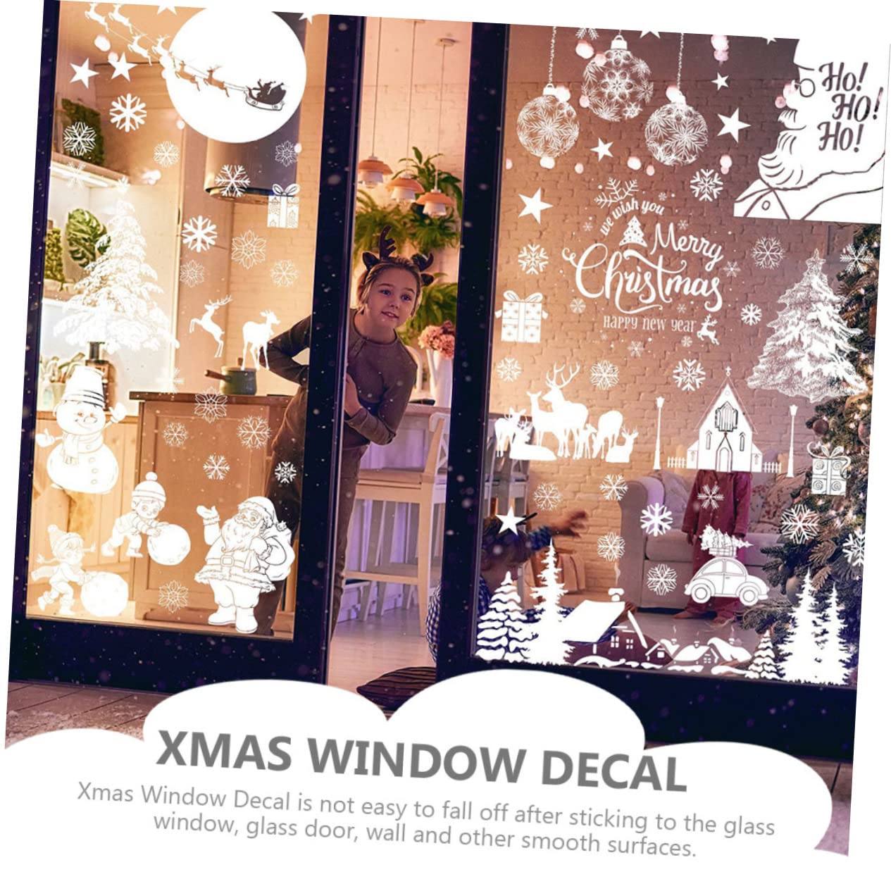 TOPBATHY 45 Blatt Weihnachtsaufkleber Wandtattoo Weihnachten PVC-Fenster haftet weihnachtsdeko Weihnachtssticker Wasserfeste Aufkleber abnehmbare Fensteraufkleber filigrane Fensteraufkleber
