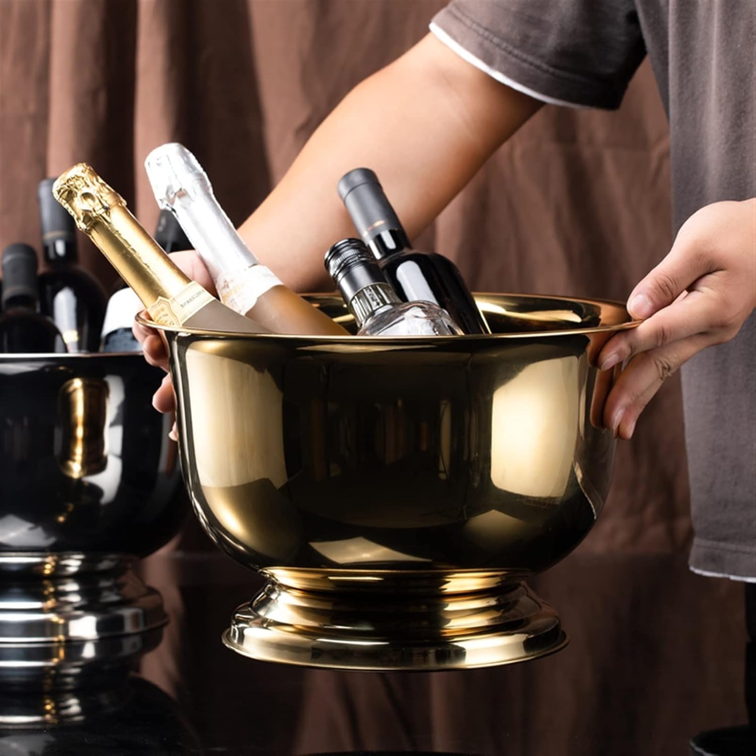 Cubitera Botella Vino Contenedor de Hielo de Gran Capacidad para Vino Cerveza de champán Cerina de Acero Inoxidable Bardo de Hielo Suministros de Bebidas Bebada