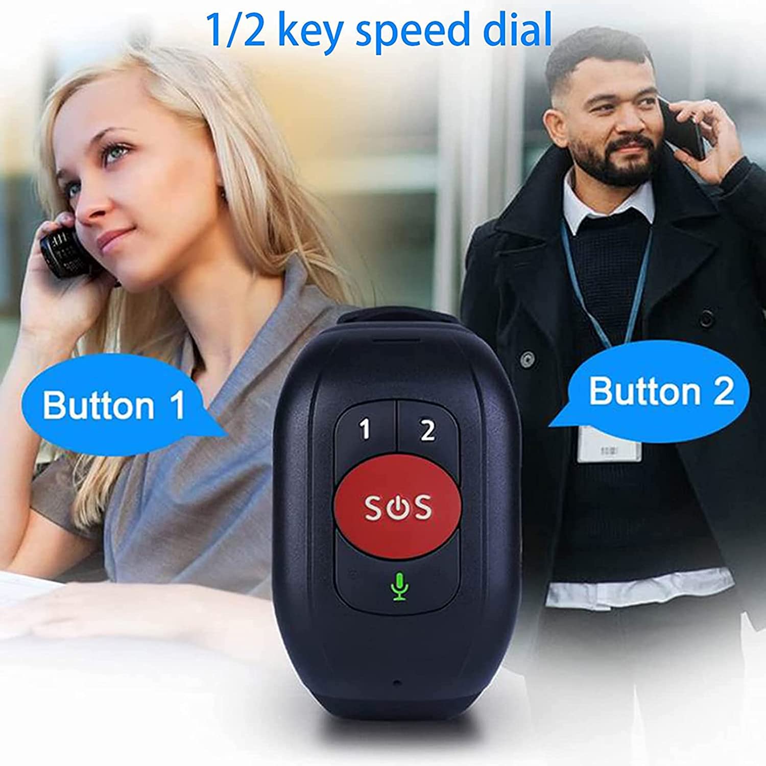 Conectado con la Pulsera Detector de caídas Botón de pánico SOS para Ancianos GPS 4G Llamadas GPS Tracker IP67 Impermeable Podómetro