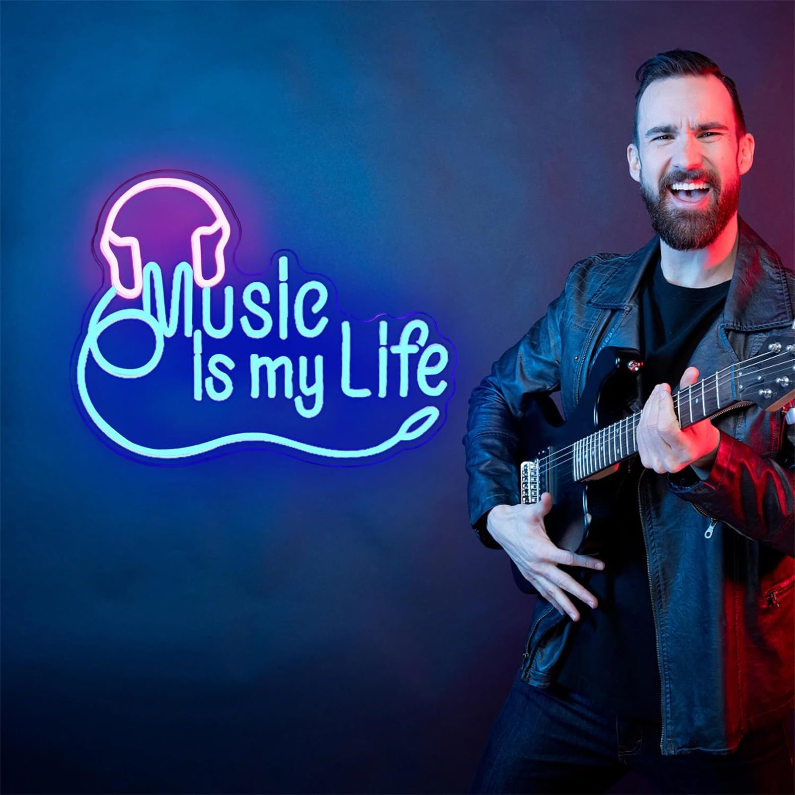 muzyka to moje życie neon led słuchawki neony znaki sypialnia pokój dziecięcy studio muzyczne klub impreza muzyczna muzyka na żywo nocny wystrój usb zasilany neonem