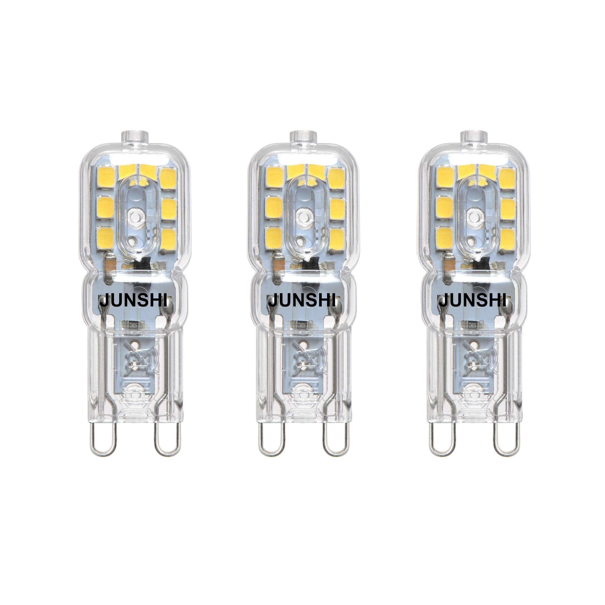 JUNSHIG9 LED Bulb,2.5W to 20W,6500K Cool White,230 Lumens,360° Beam Angle with Transparent Lens,AC220-240V LED Light Bulb,Non Dimmable,Pack of 3