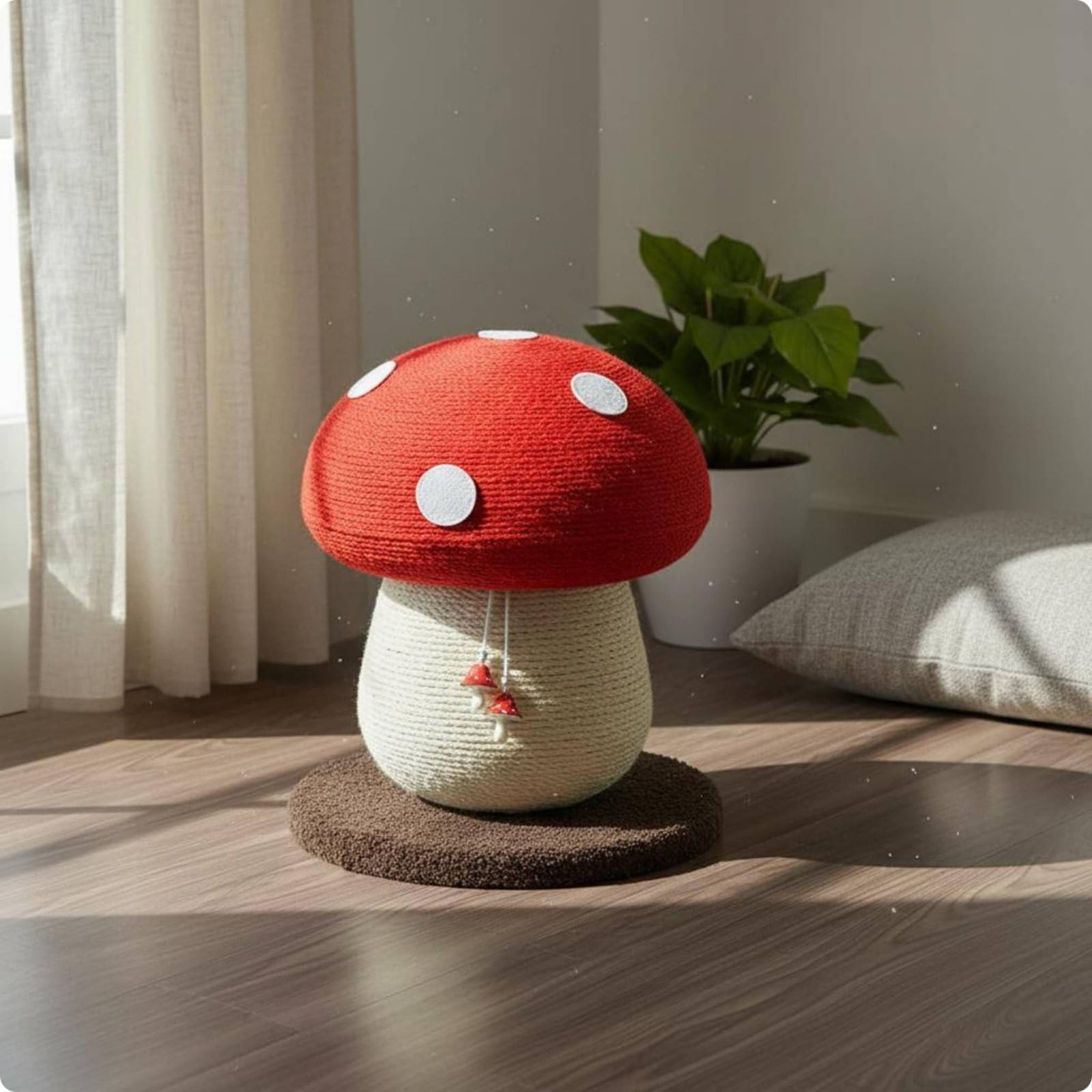 Harilla Poste para Gatos con Rascador Pilar de Sisal para Rascar Juguete Colgante Base Estable Adecuado para Animales en, Rojo, Juguete De Hongo Paraguas Rojo