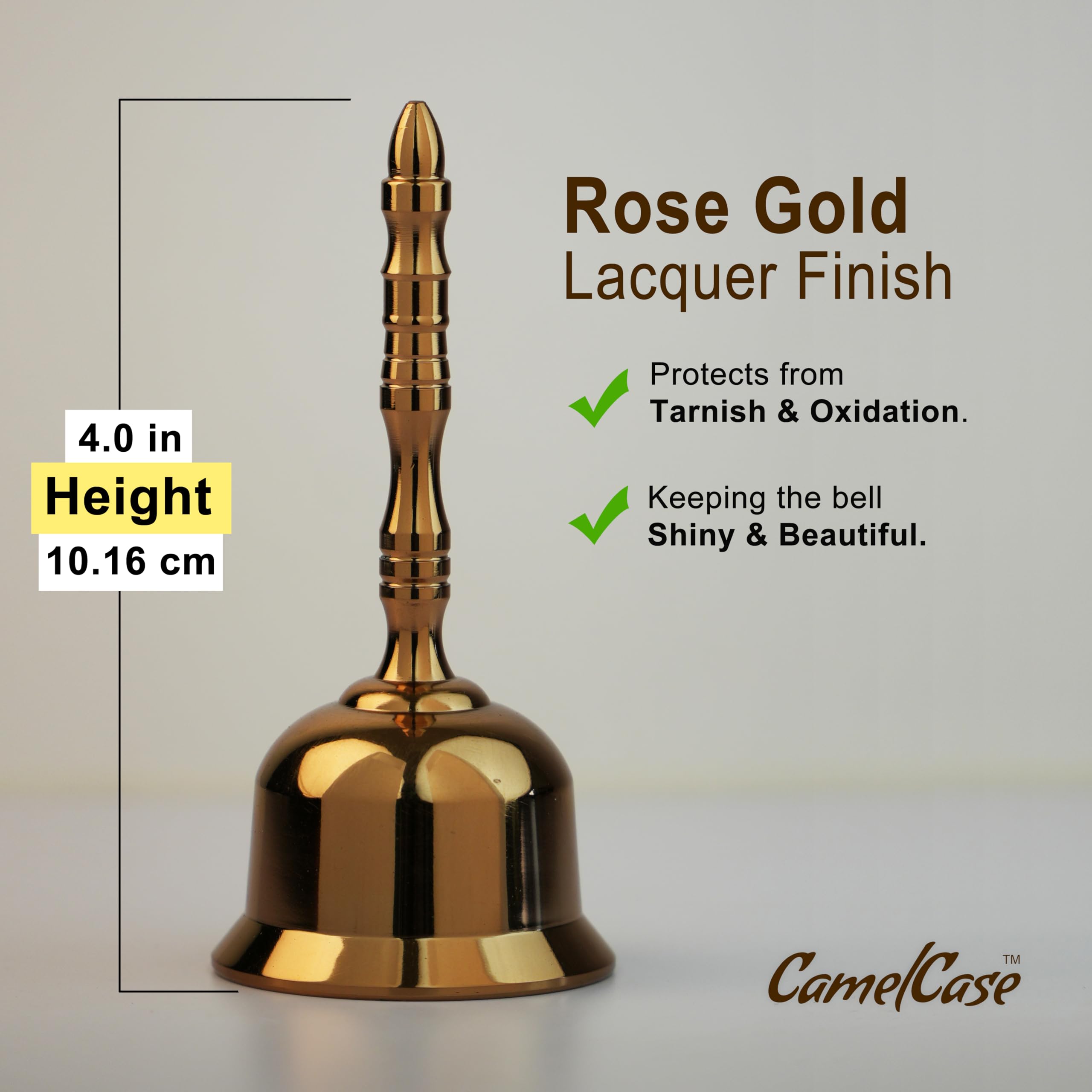 Rose Gold Brass Pooja Bell - Elegant Gift for Religious Ceremonies -2