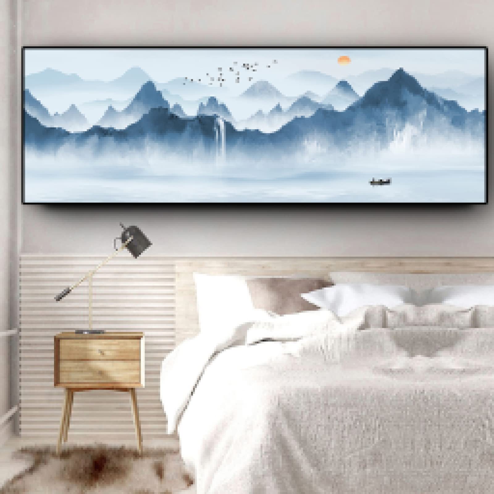 Tapisserie Murale Paysage De Montagne 230x180 Cm – Ciel Bleu Et Nature Pour Une Déco Bohème Relaxante