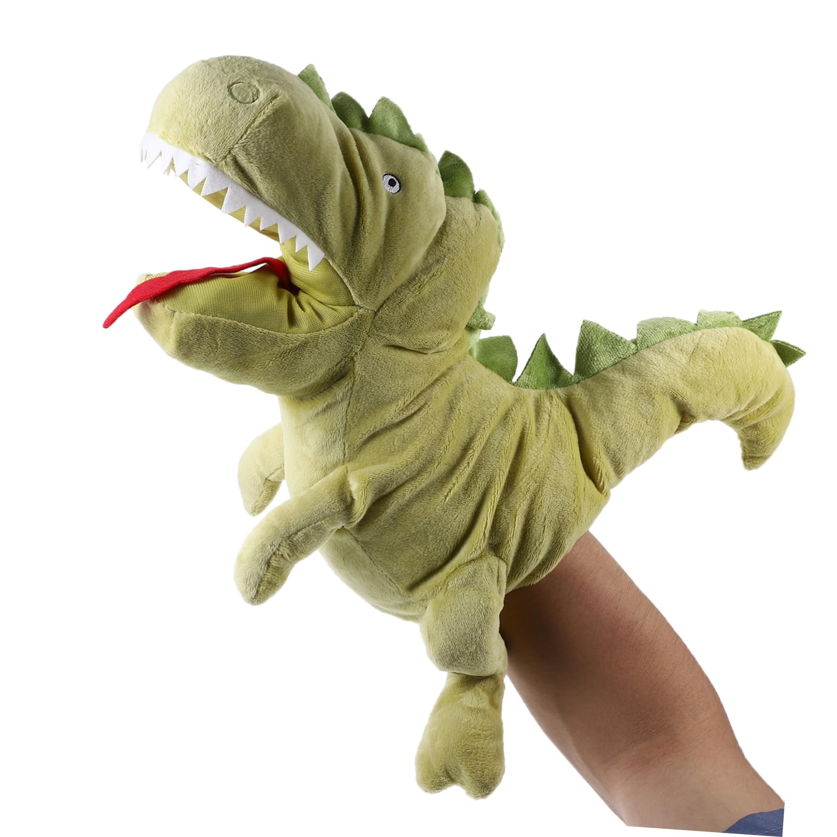 Marioneta de Mano Dinosaurio Verde de Peluche Boca Móvil | Relleno de Algodón Pp, Juguete Interactivo para Contar Historias, Uso en Escuela y Hora de Dormir