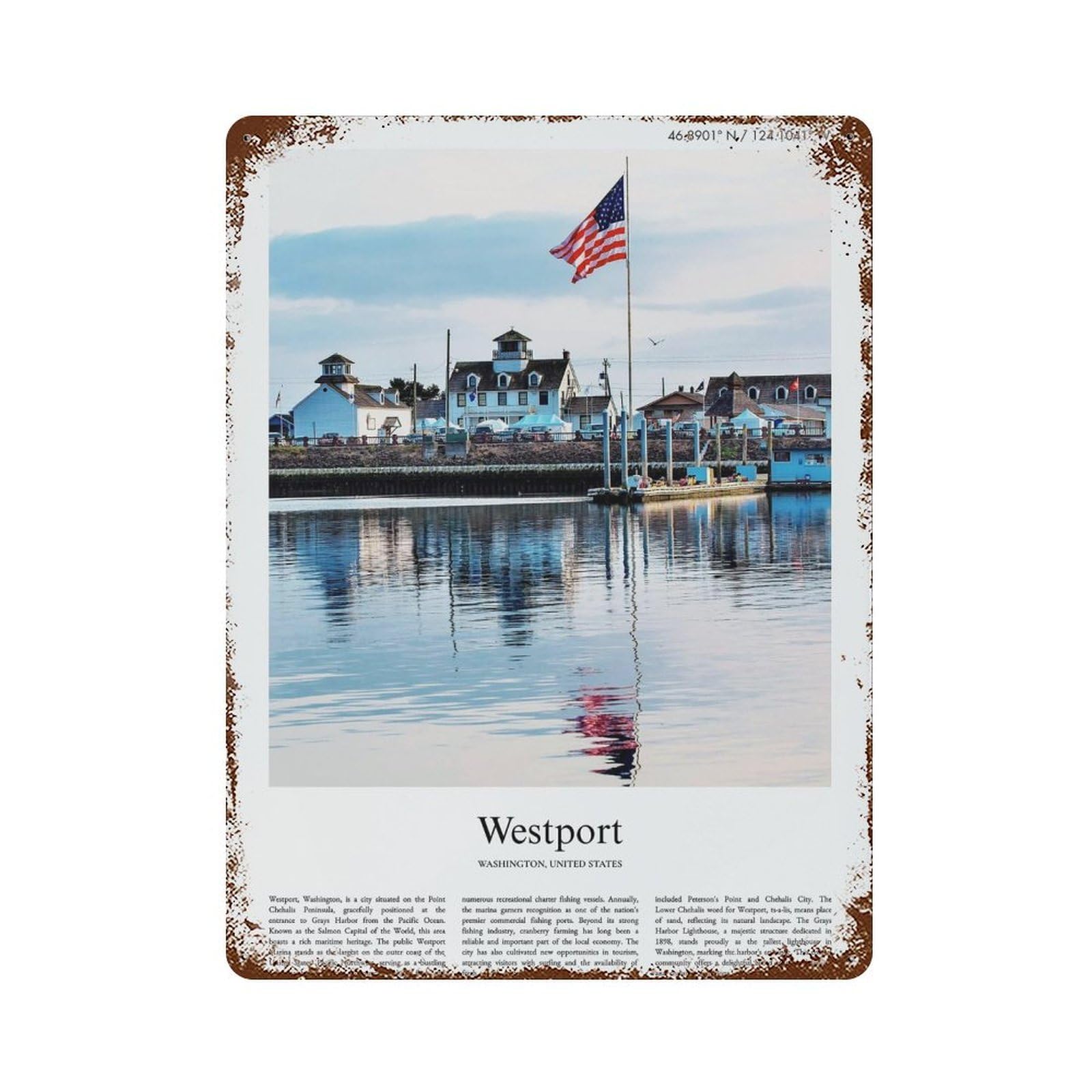 xiaoxiaoshen Westport Washington, United States, USA City Scenery Wall Decor Art Metal Tin Poster Modern Home Decor Art Home Bar Shop Decorations Vintage Sign 40x30cm