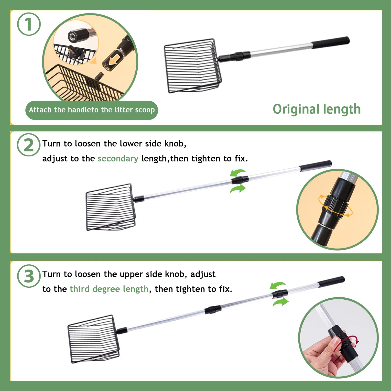 Pala para excavar pollos, pala extensible para gatos de aleación de aluminio, pala de pollo ajustable, accesorio para gallinero, adecuado para limpiar excrementos de gatos y pollos