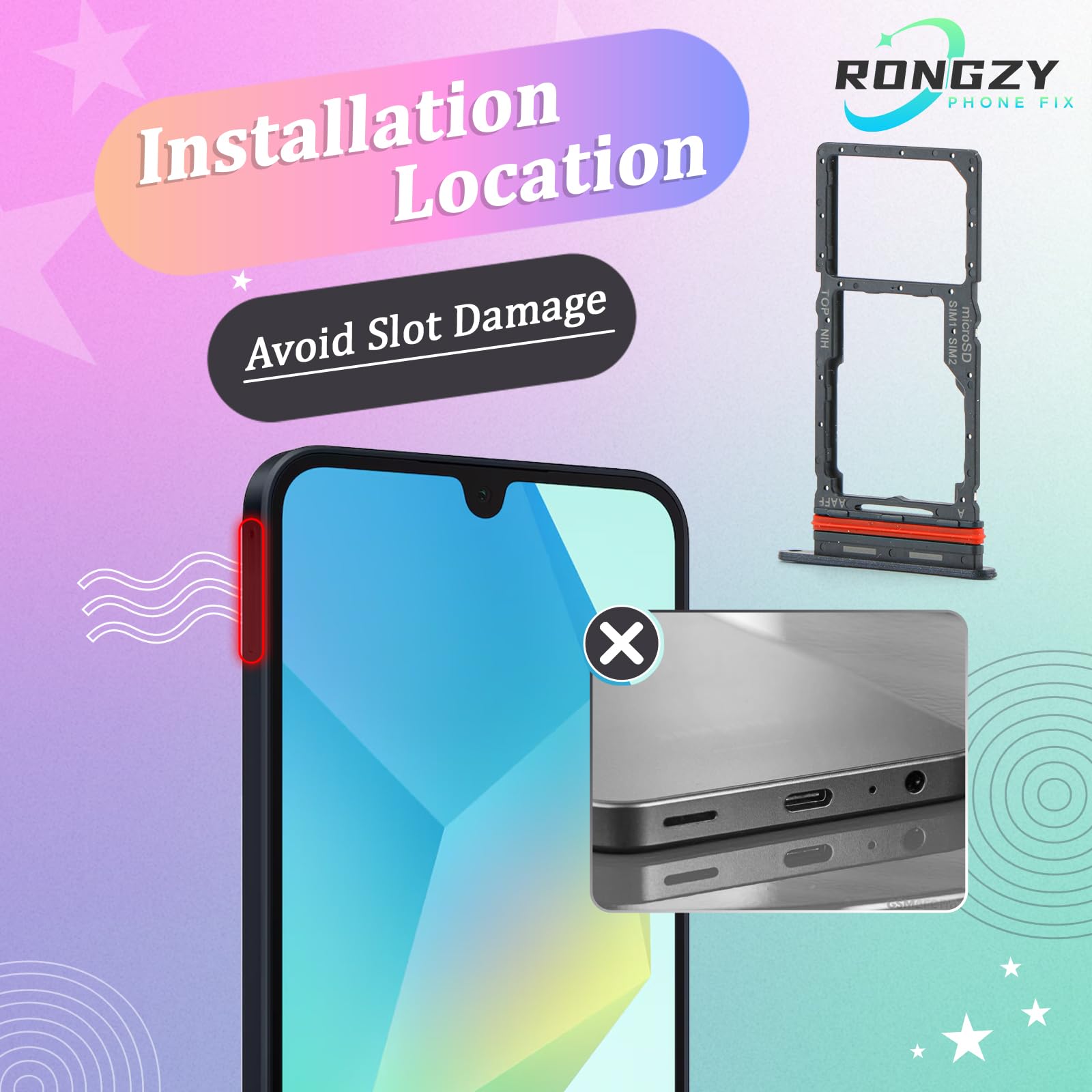 RongZy 2 Pezzi Vassoio Porta Scheda SIM per Samsung Galaxy A16 5G Supporto Scheda SIM Ricambio per Samsung Galaxy A16 5G SM-A166B/A166U/A166M/A166E con Perno di Espulsione