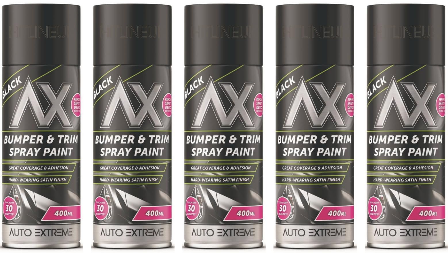 Hitlineuk Black 5 X 400Ml Plastic Bumper & Trim Spray Can Restorer Car Bike Auto Paint