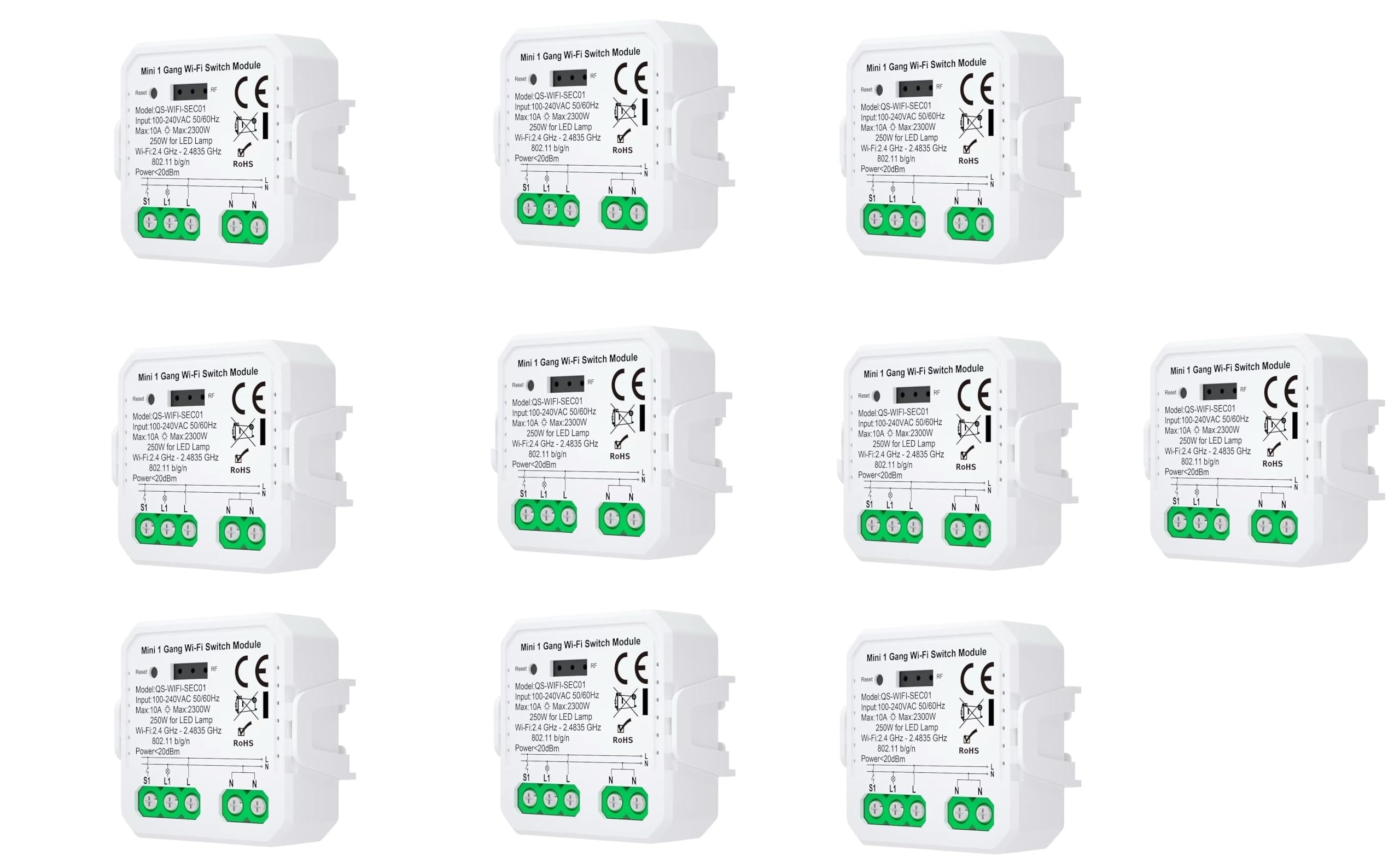 Interruttore Della Luce Intelligente,modulo Smart Interruttore Wi-Fi, App Smart Life, 3 modalità di lavoro, con Alexa Nessun hub richiesto mini Relè WiFi a 1 Vie 16A tuya Smart Life (10)
