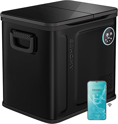 EUHOMY Refrigerador de 12 voltios, enfriador eléctrico de doble zona de 58 cuartos de galón, control de aplicación, refrigerador de automóvil con