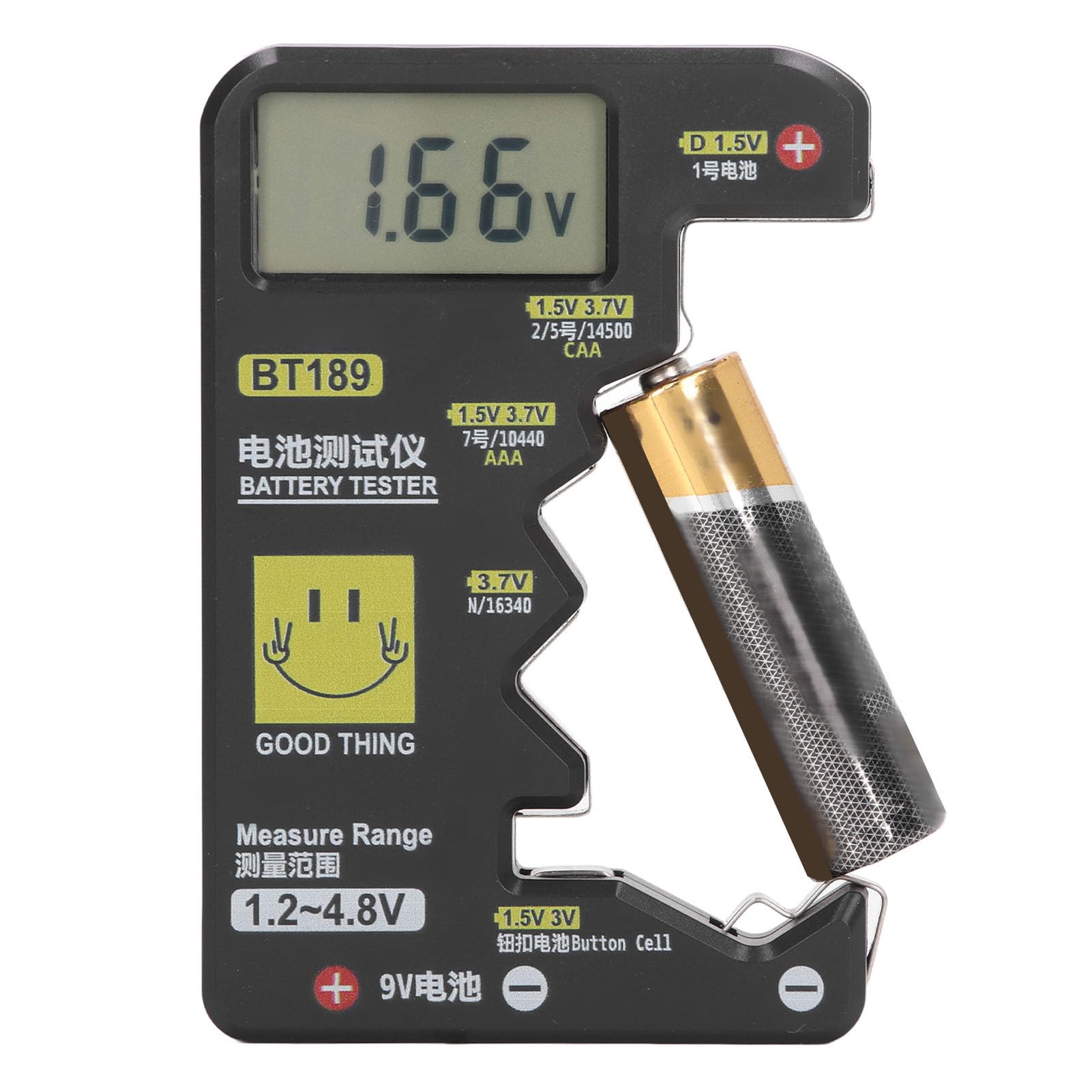 Cyfrowy Tester Pojemności Baterii z Dużym Ekranem LCD, Uniwersalny Detektor dla AA, AAA, C, D, 9V, Czarny, ABS