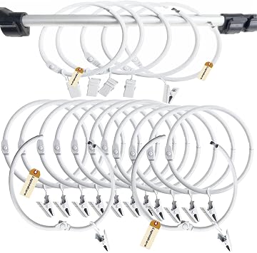 Lsgoodcare 20Pcs Openable Curtain Clips with Rings White 3Inch, Strong Metal Decorative Curtain Clip, Rustproof Drapery Open Clip Rings