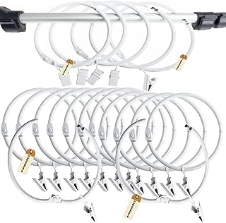 Lsgoodcare 20Pcs Openable Curtain Clips with Rings White 3Inch, Strong Metal Decorative Curtain Clip, Rustproof Drapery Open Clip Rings