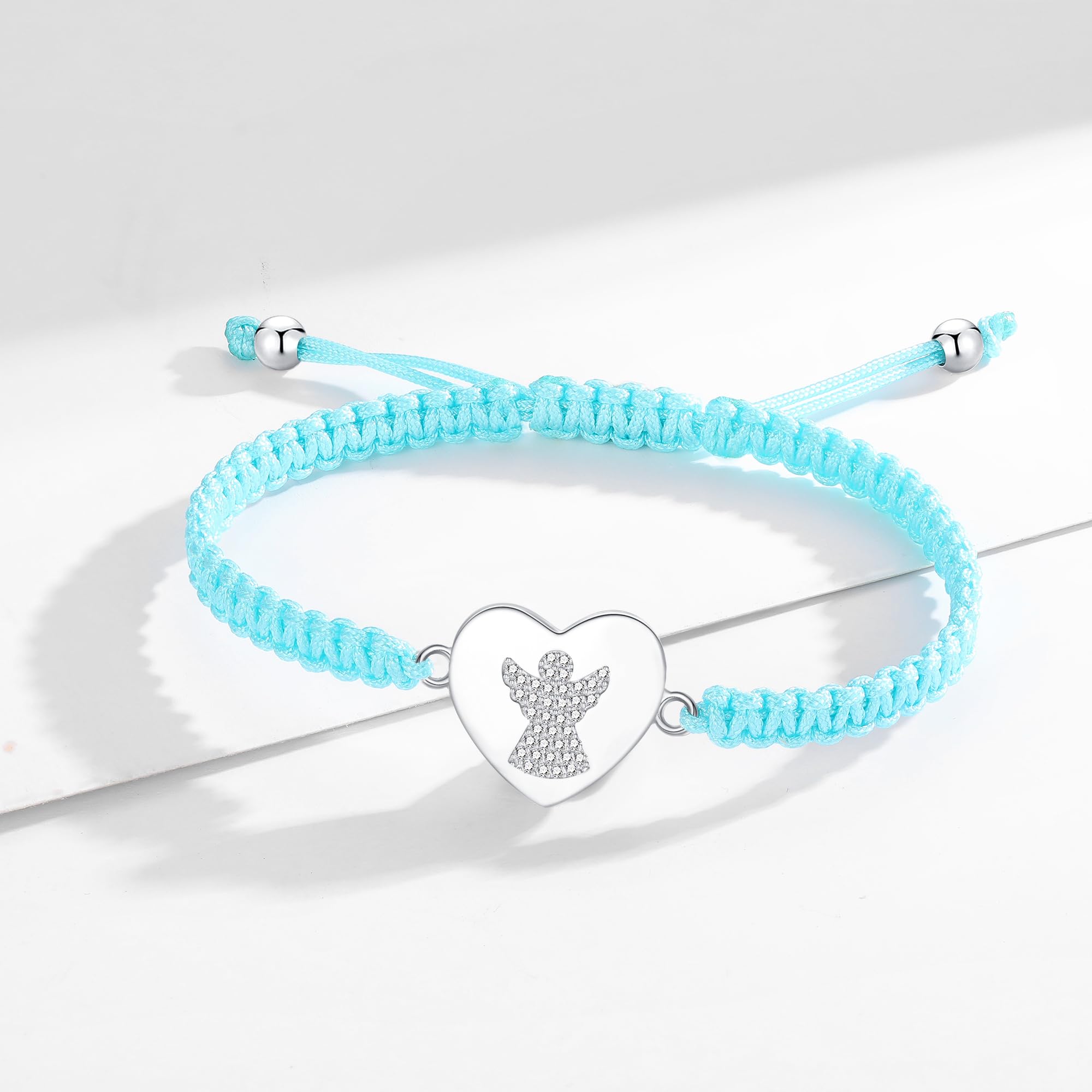 Jrêveinfini Pulsera de Corazón con Ángel de la Guarda en Plata de Ley 925 con Zirconia, para Mujeres y Niñas, en Caja de Joyería