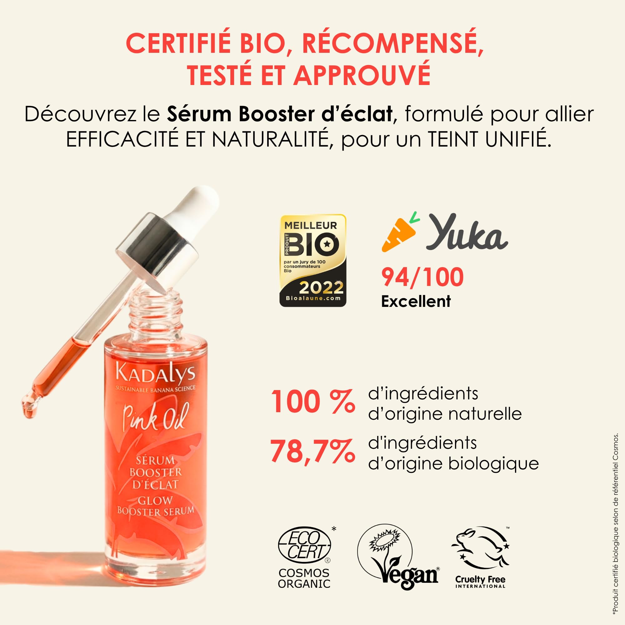 Sérum Booster d’Éclat Pink Oil certifié BIO – Sérum Visage Éclat Anti-Taches – Pink Oil Banane Rose & Gingembre, Fabriqué en France 30 ml