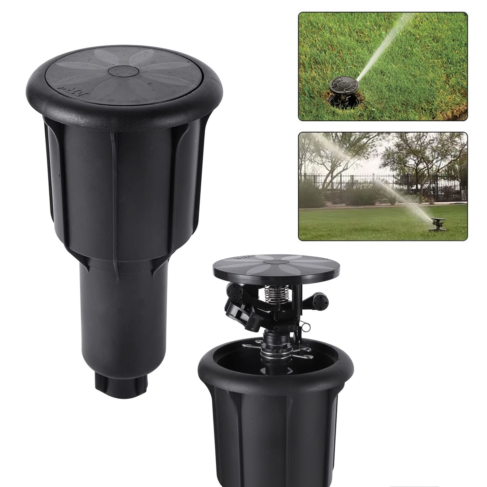 Accessori per sistema di irrigazione a goccia da giardino Pressione dell'acqua 360 gradi Irrigazione Pop-up Testa a spruzzo Spruzzatore 1/2 "3/4" Irrigatore integrato prato